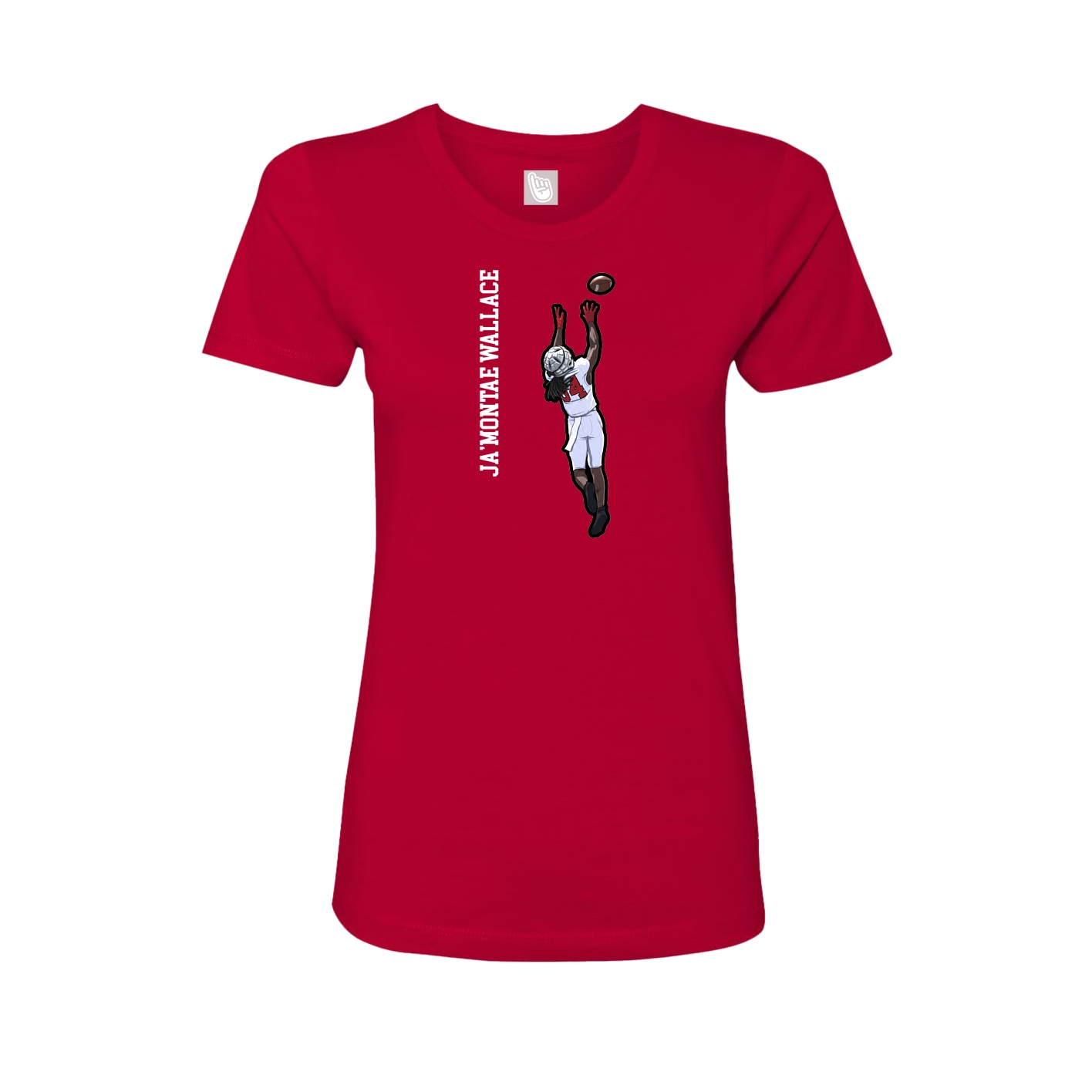 Fitted Women's Tee — Name Vertical in Red