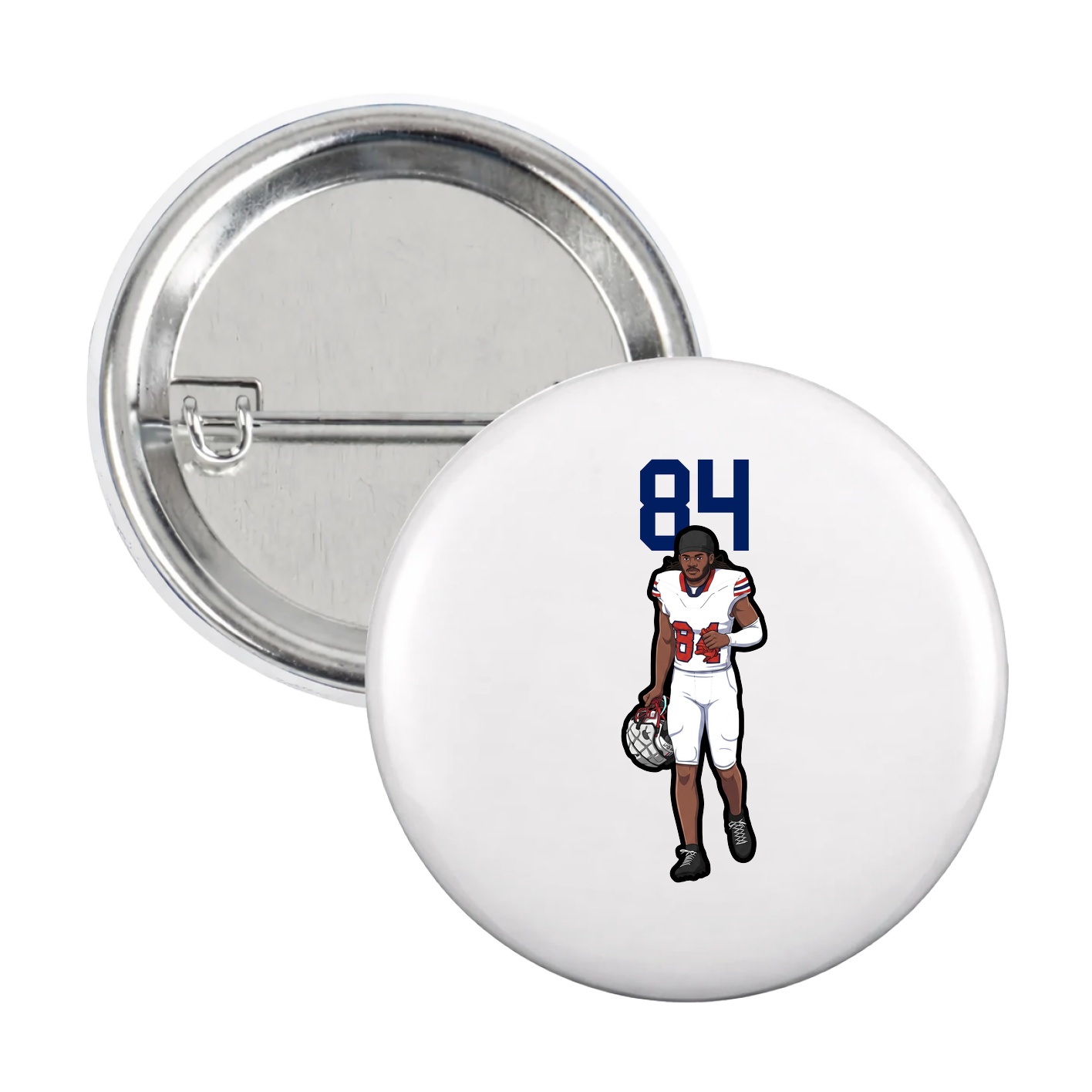 Game Day Button — Number Top in White