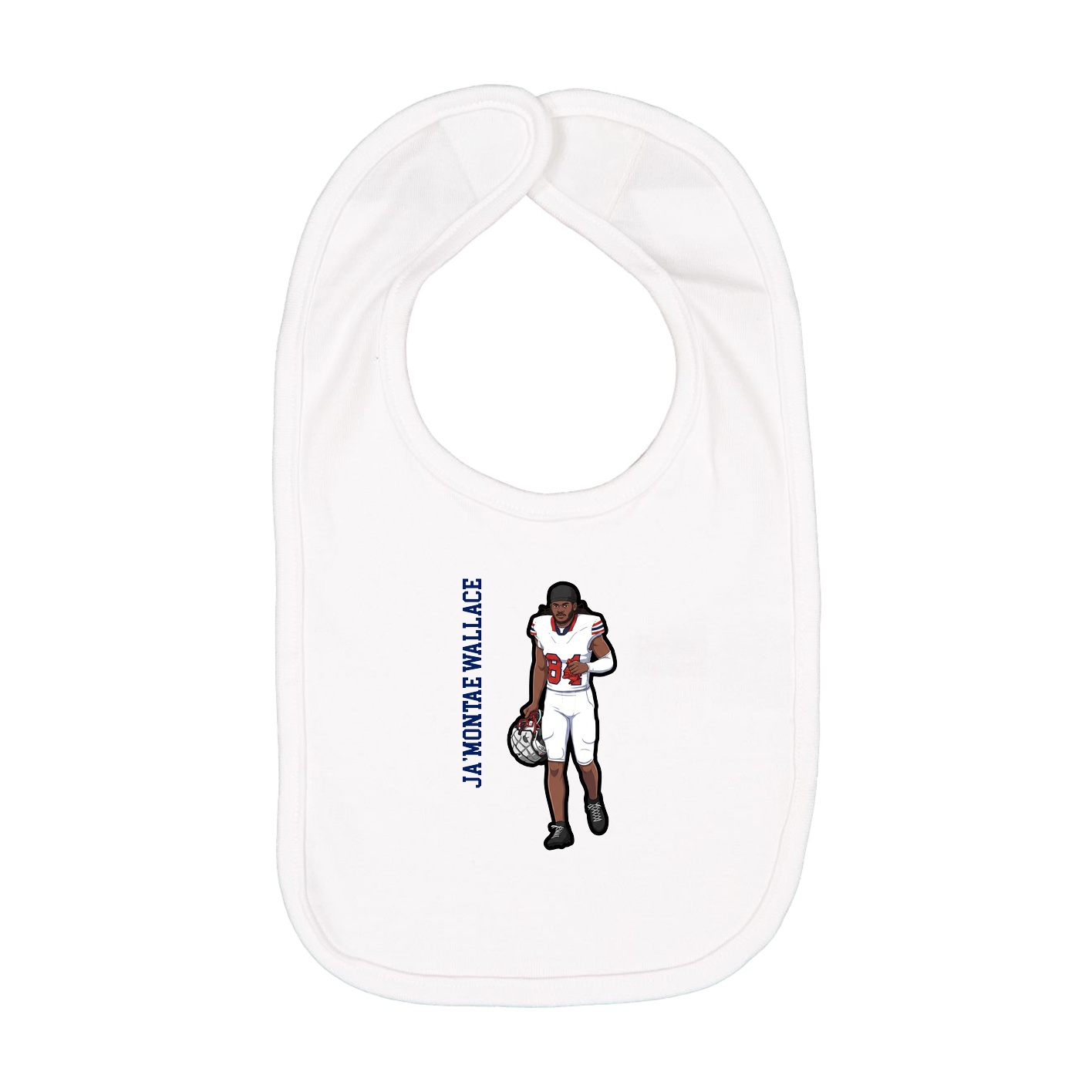 Infant Bib — Name Vertical in White