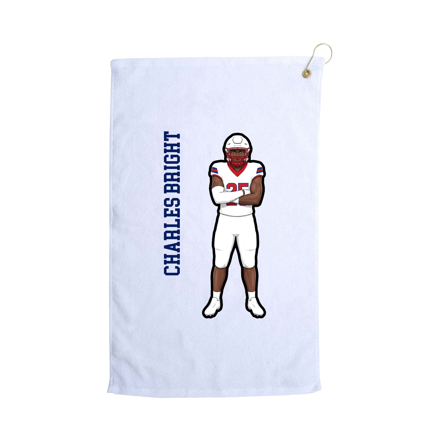 Golf Towel — Name Vertical in White