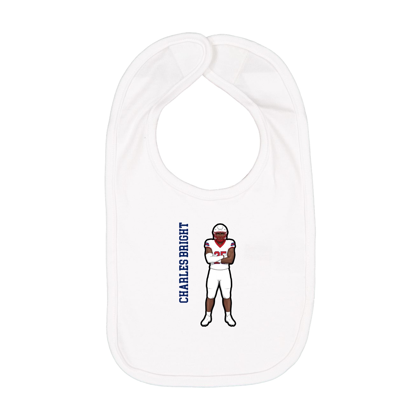 Infant Bib — Name Vertical in White