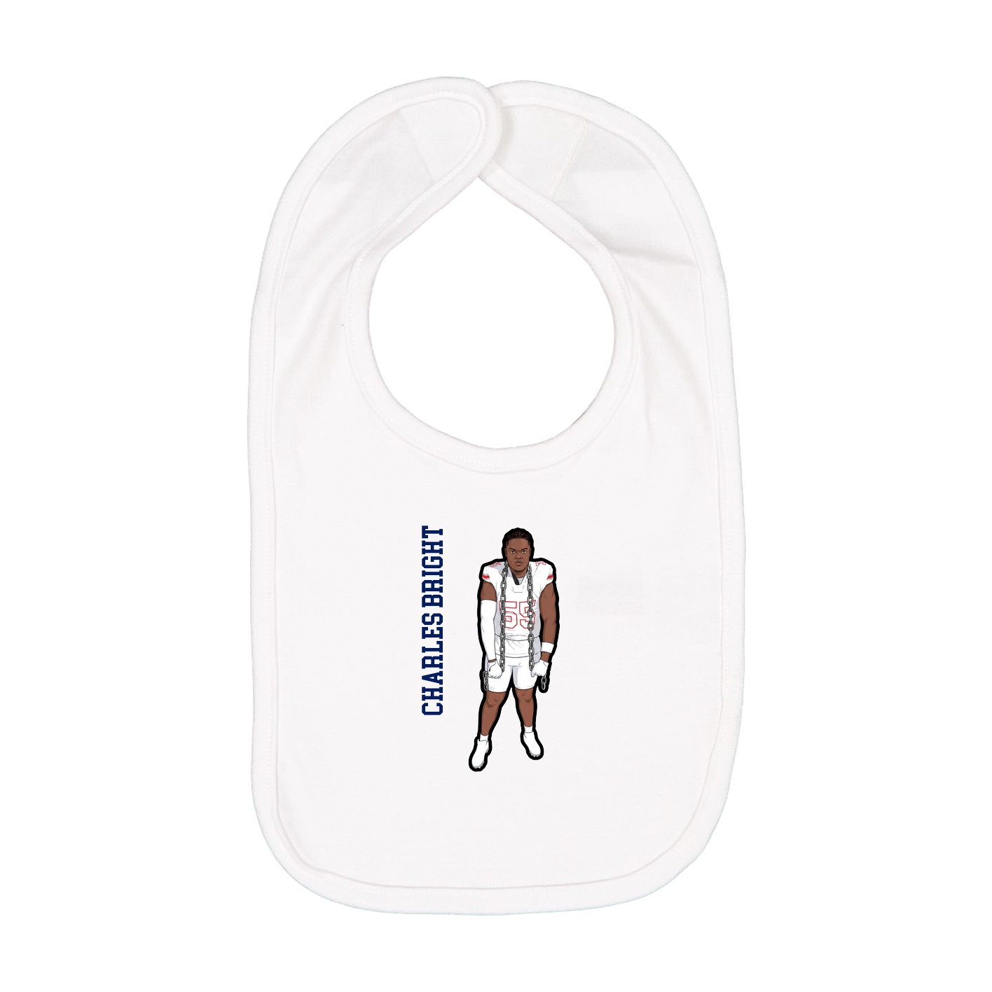 Infant Bib — Name Vertical in White