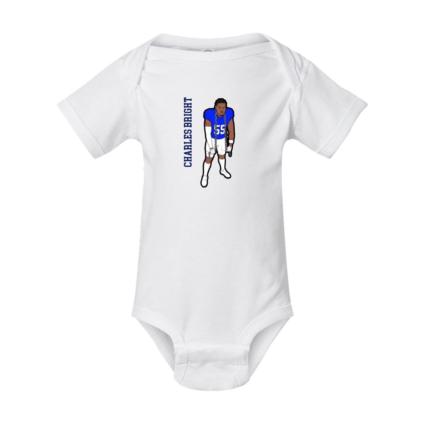 Baby Onesie — Name Vertical in White