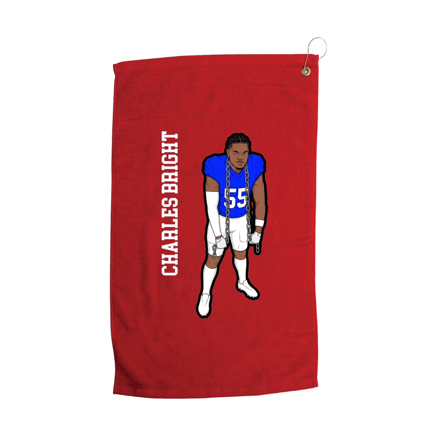 Golf Towel — Name Vertical in Red