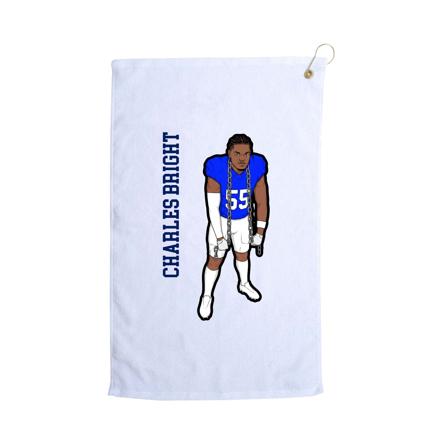 Golf Towel — Name Vertical in White
