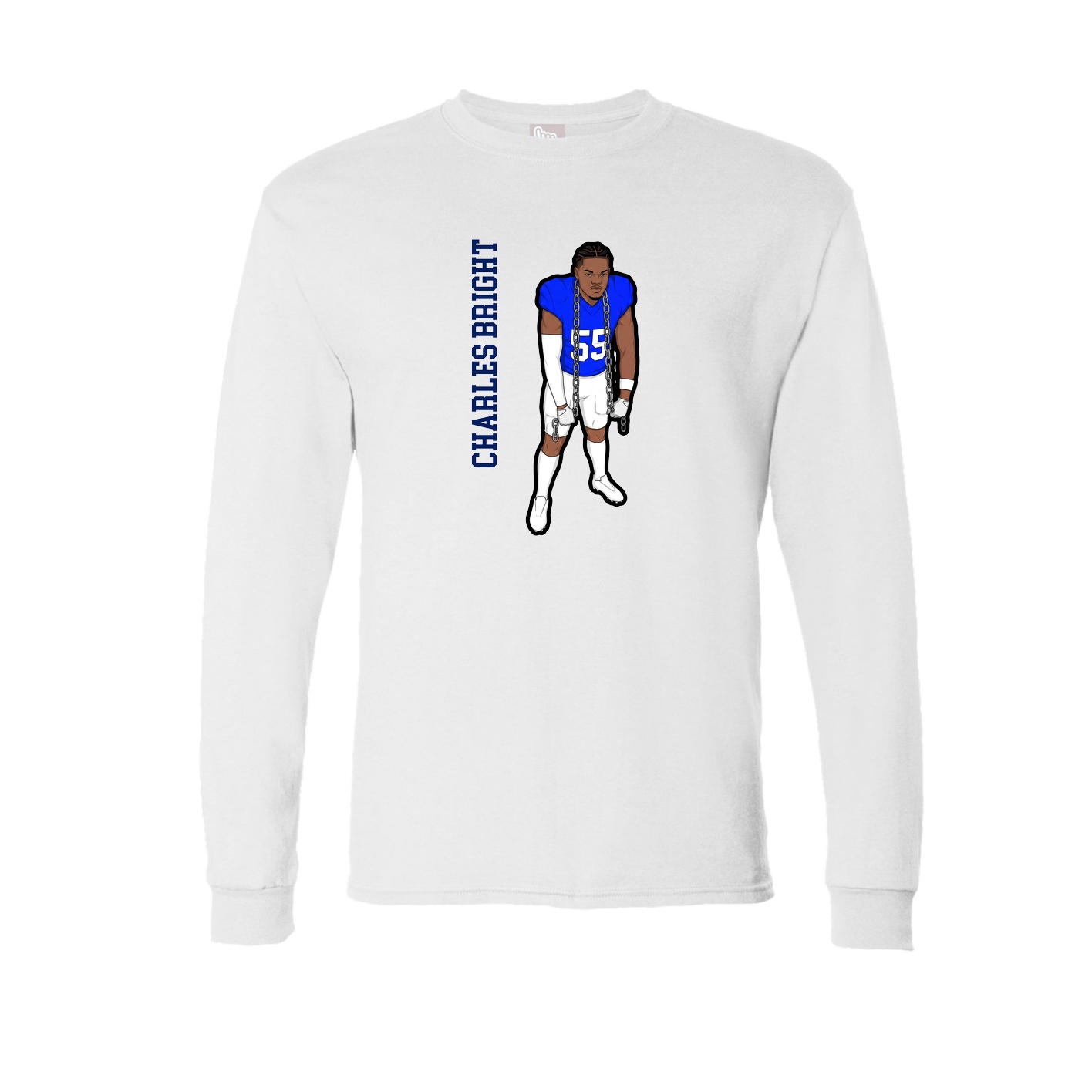 Long Sleeve Tee — Name Vertical in White
