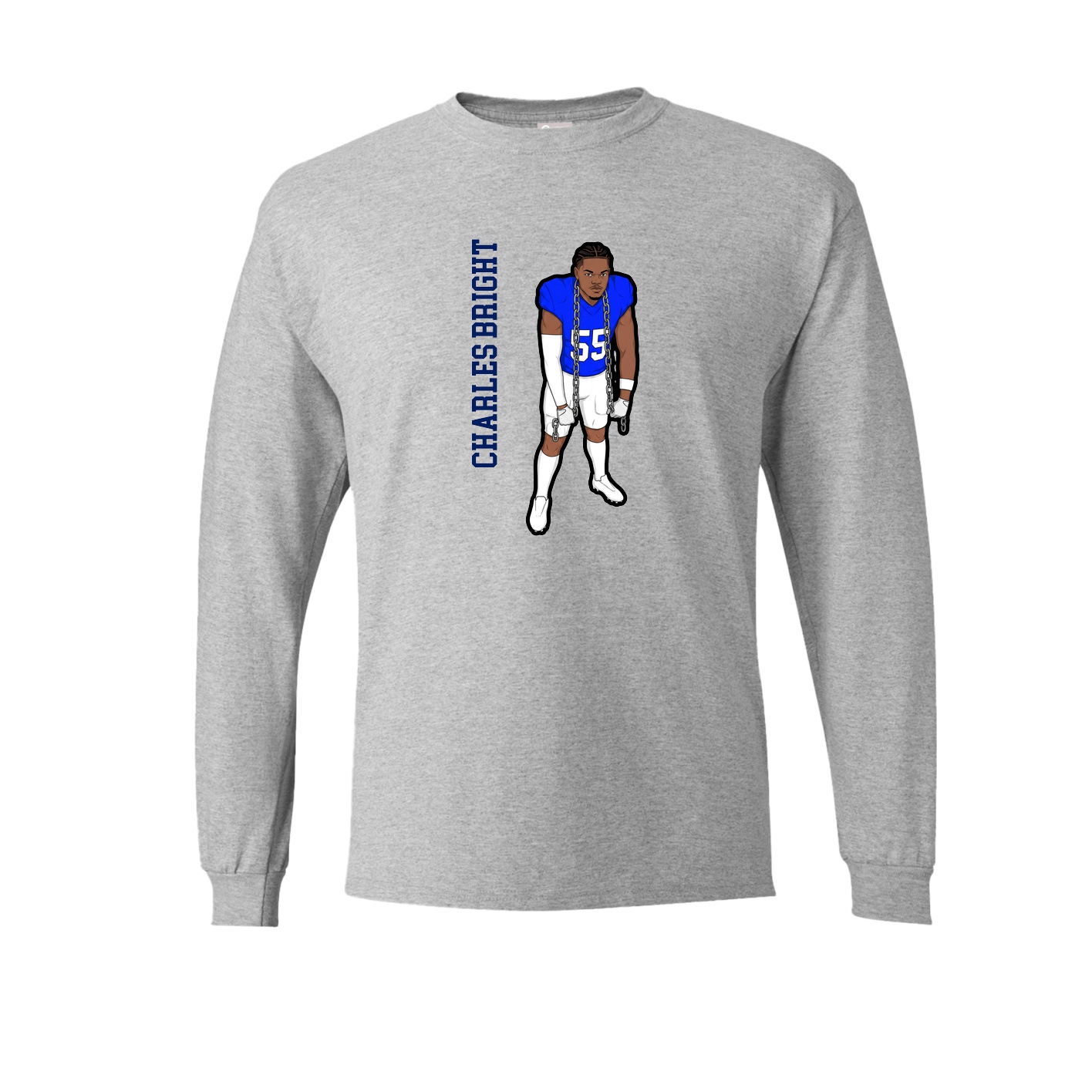 Long Sleeve Tee — Name Vertical in Grey