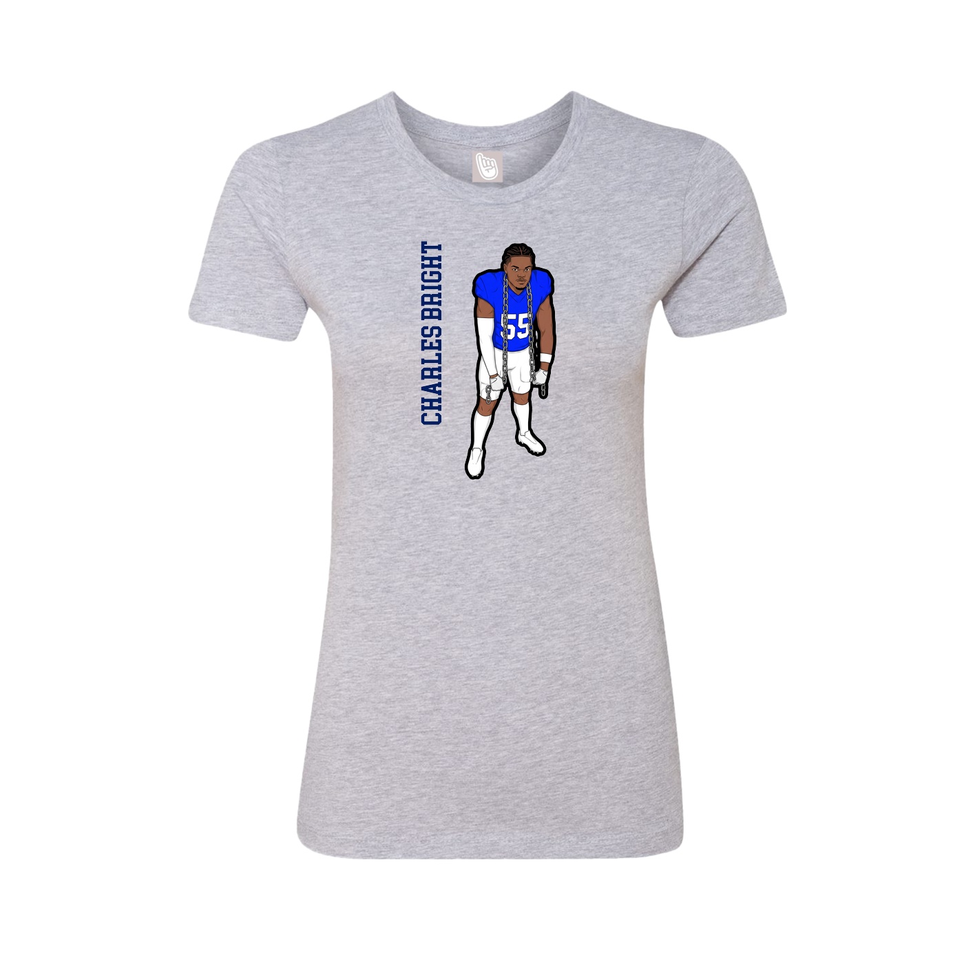 Womens Tee — Name Vertical in Grey