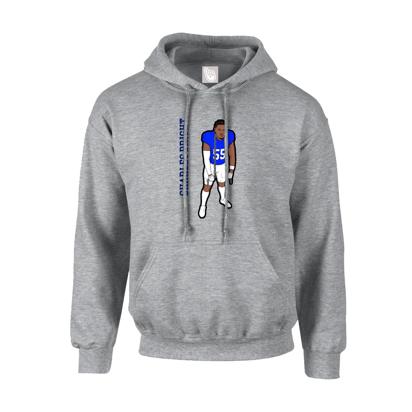 Youth Hoodie — Name Vertical in Grey