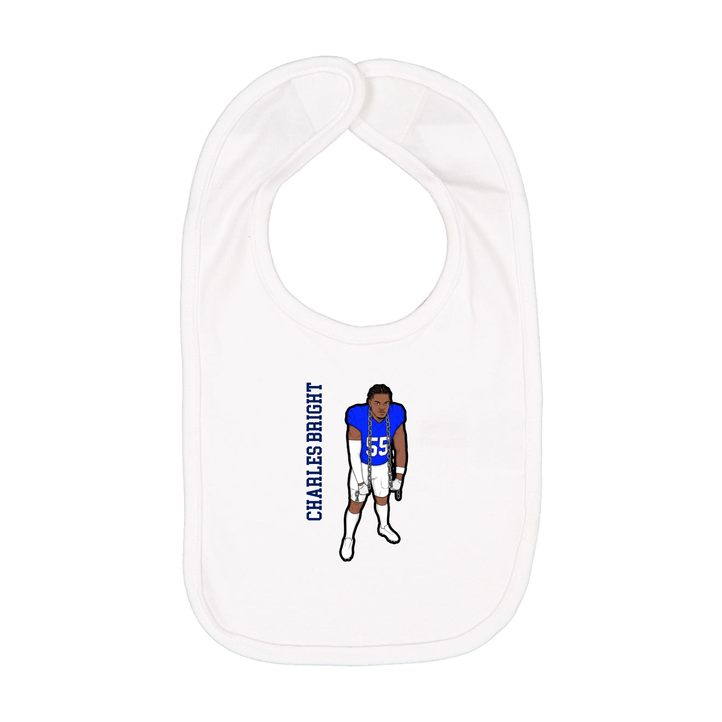 Infant Bib — Name Vertical in White