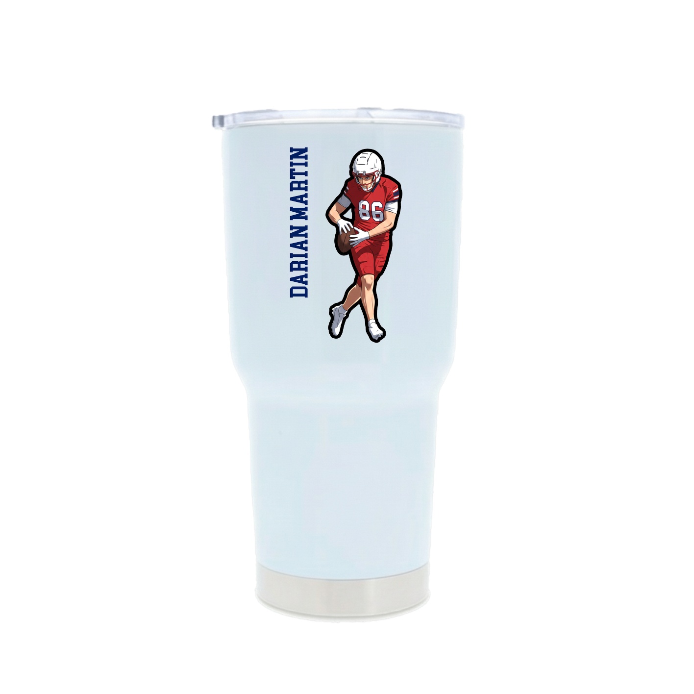 30oz Stainless Steel Tumbler — Name Vertical in White