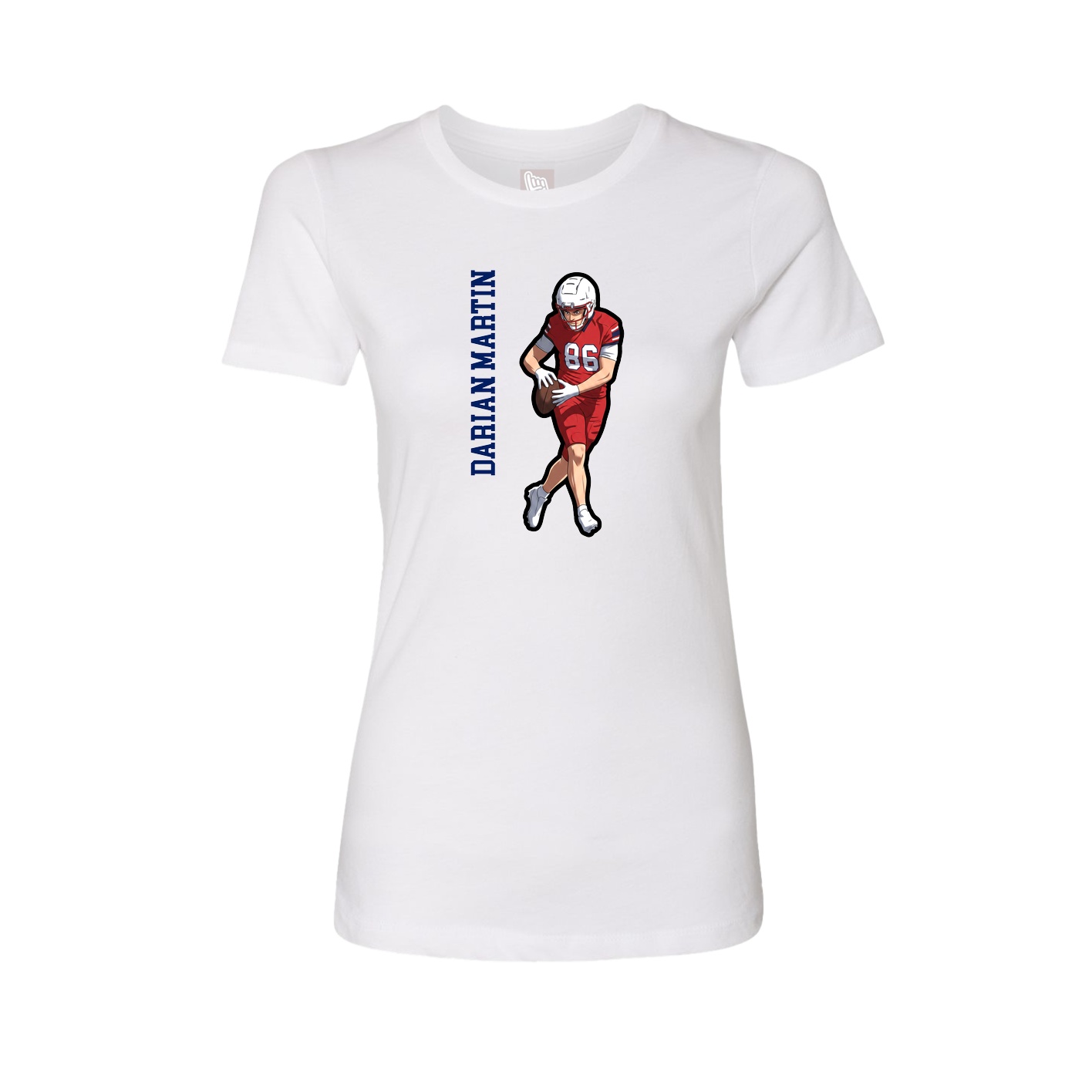 Fitted Women's Tee — Name Vertical in White