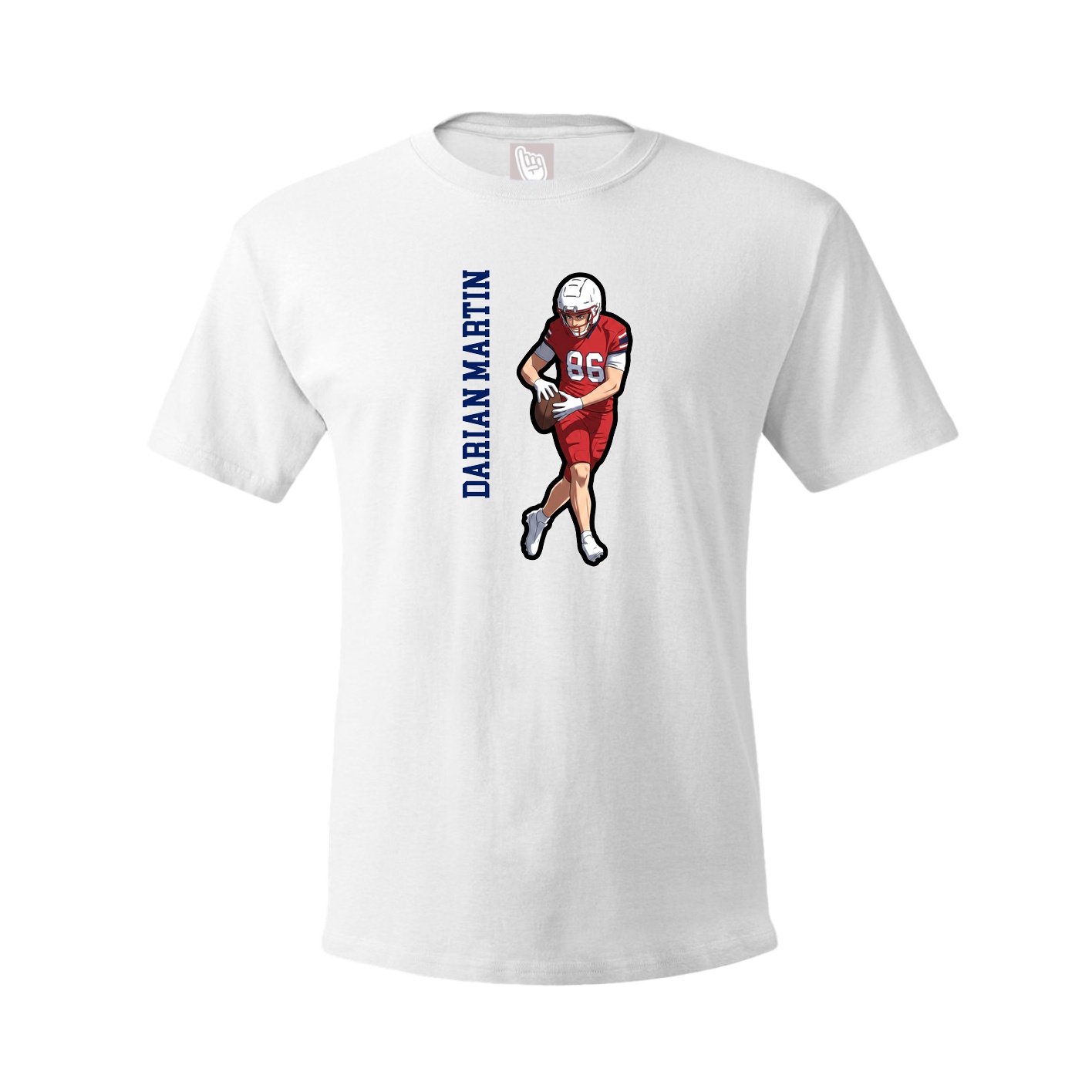 Youth Tee — Name Vertical in White