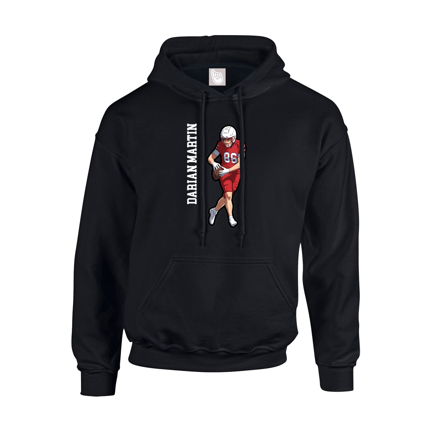 Youth Hoodie — Name Vertical in Black