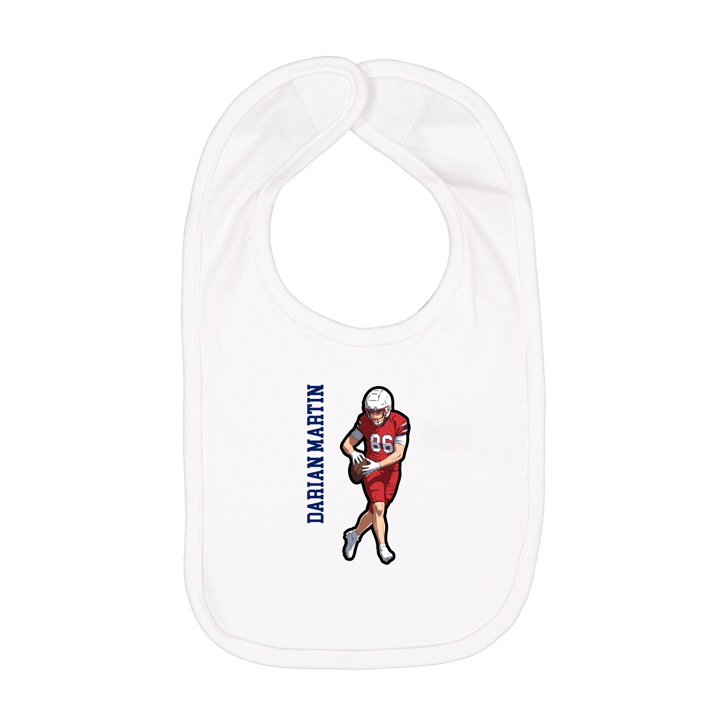 Infant Bib — Name Vertical in White
