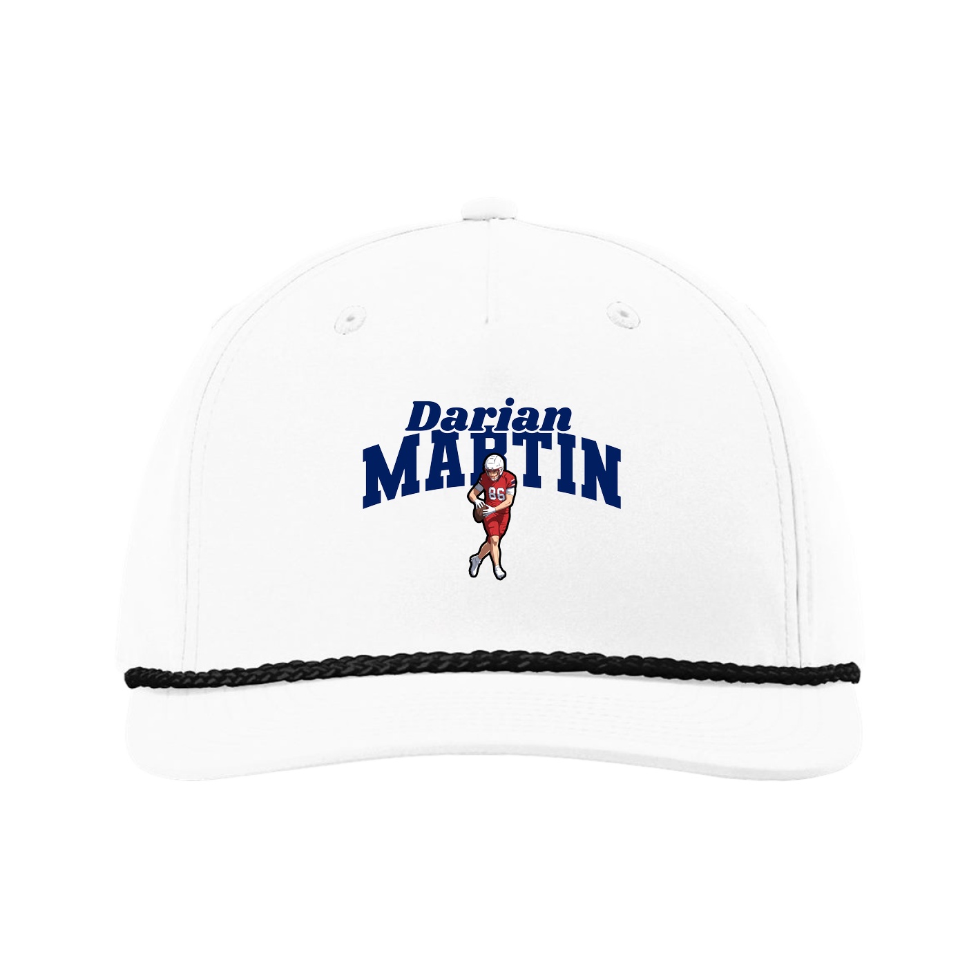 Five-Panel Classic Rope Cap — Signature Arch in White