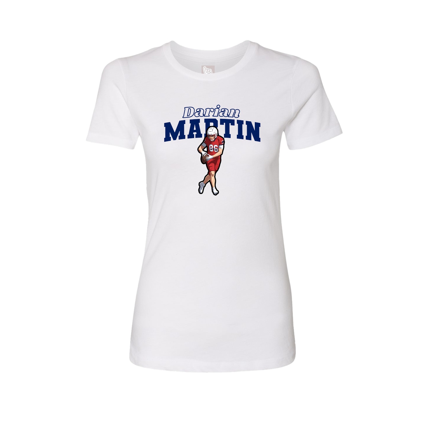 Fitted Women's Tee — Name Arch in White