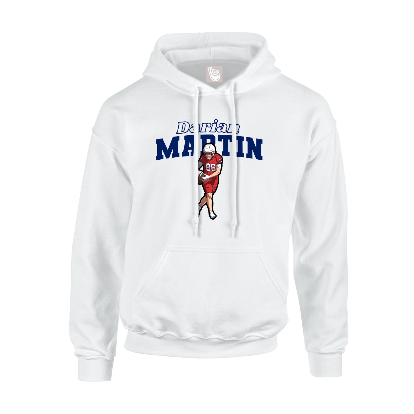 Youth Hoodie — Name Arch in White