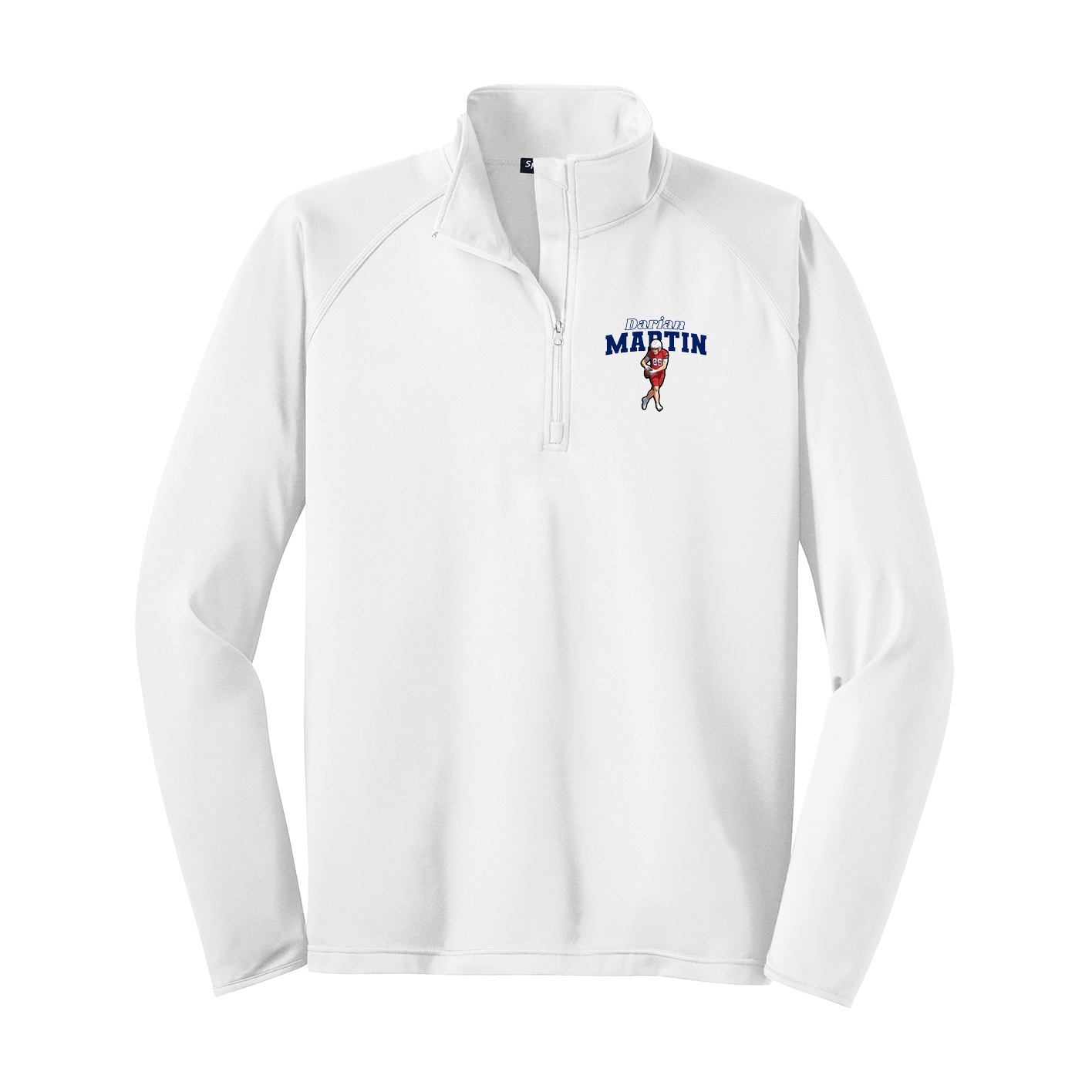 Q-Zip Pullover — Name Arch in White