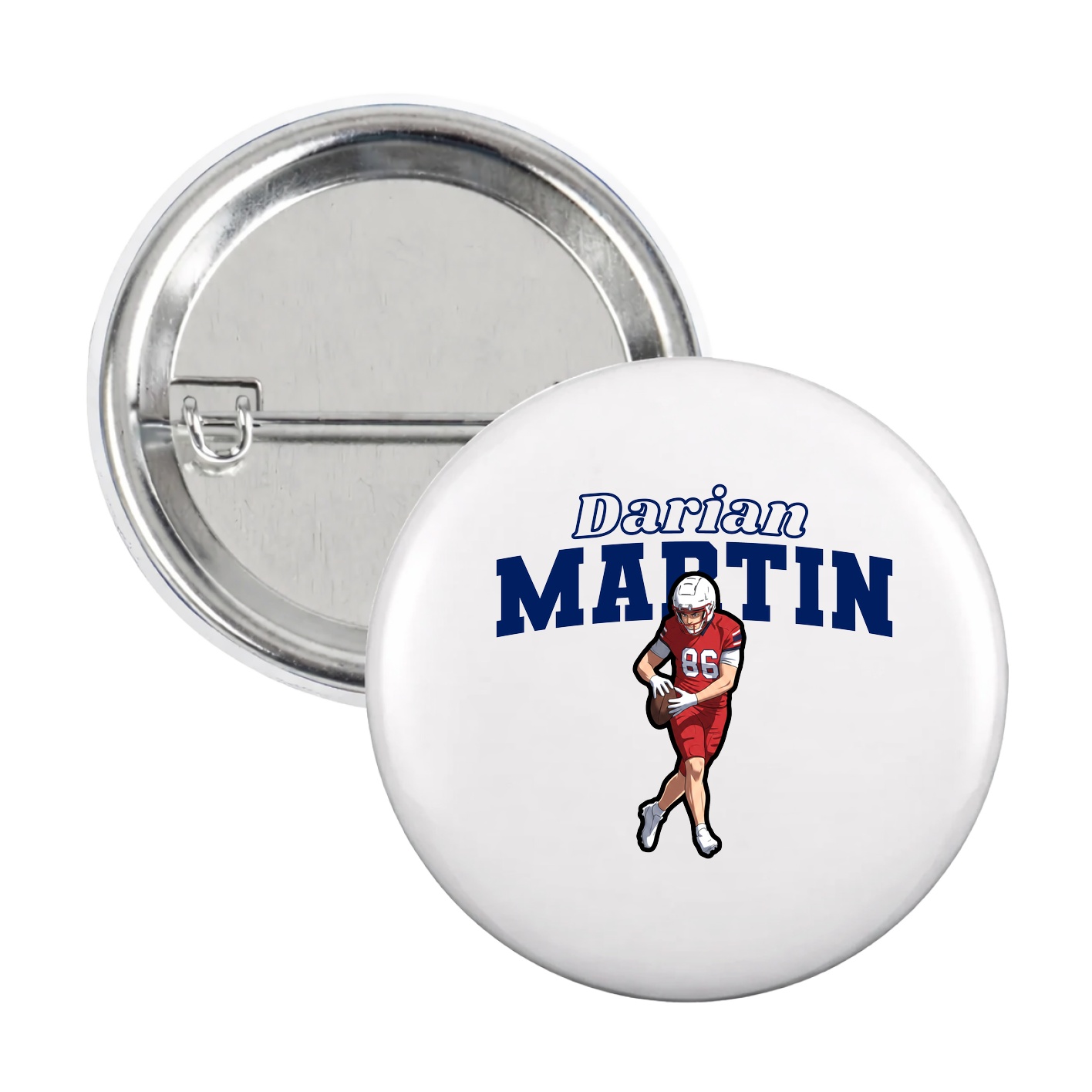 Game Day Button — Name Arch in White