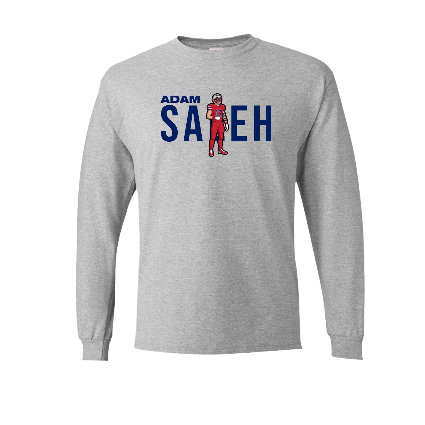 Long Sleeve Tee — Player Name in Grey