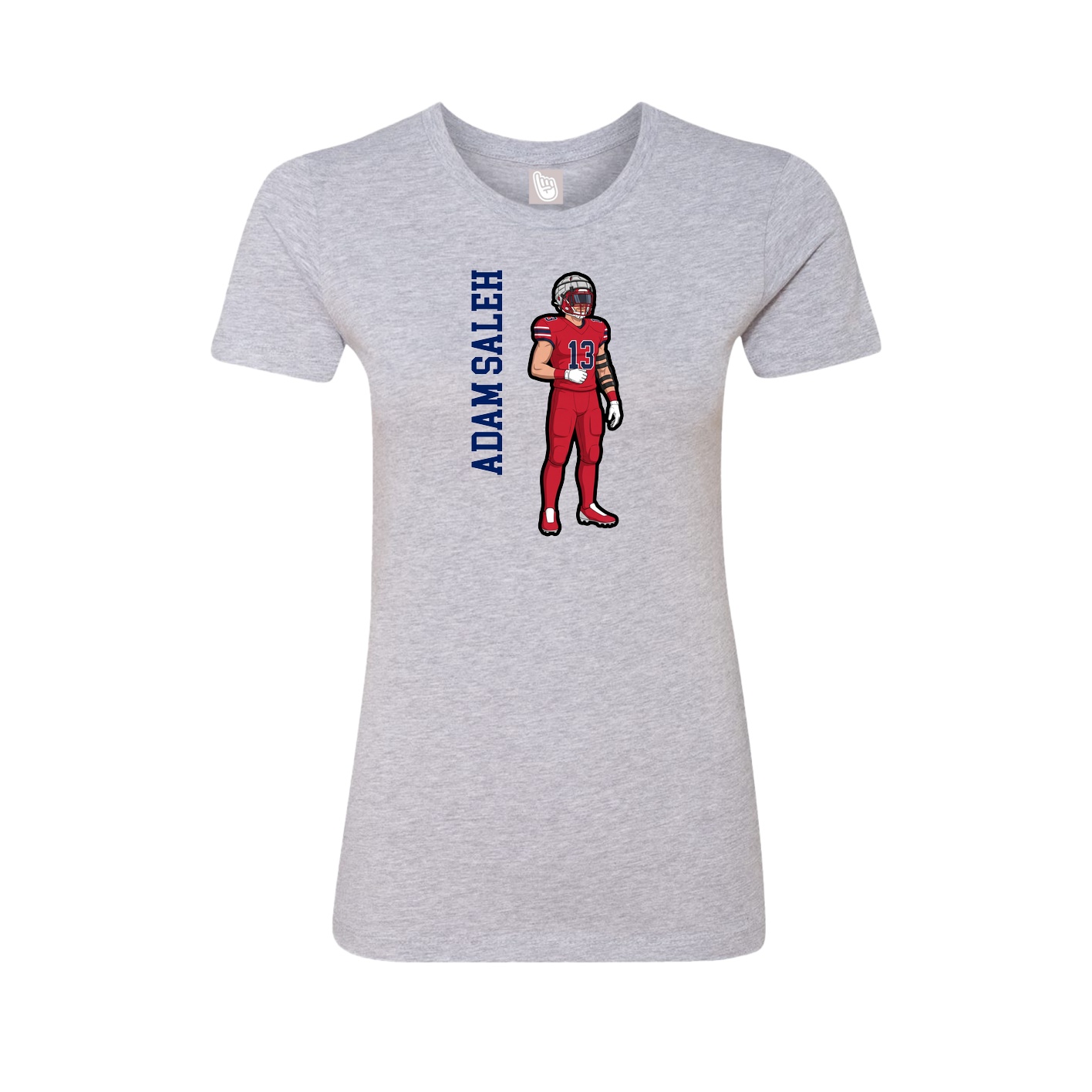Fitted Women's Tee — Name Vertical in Grey
