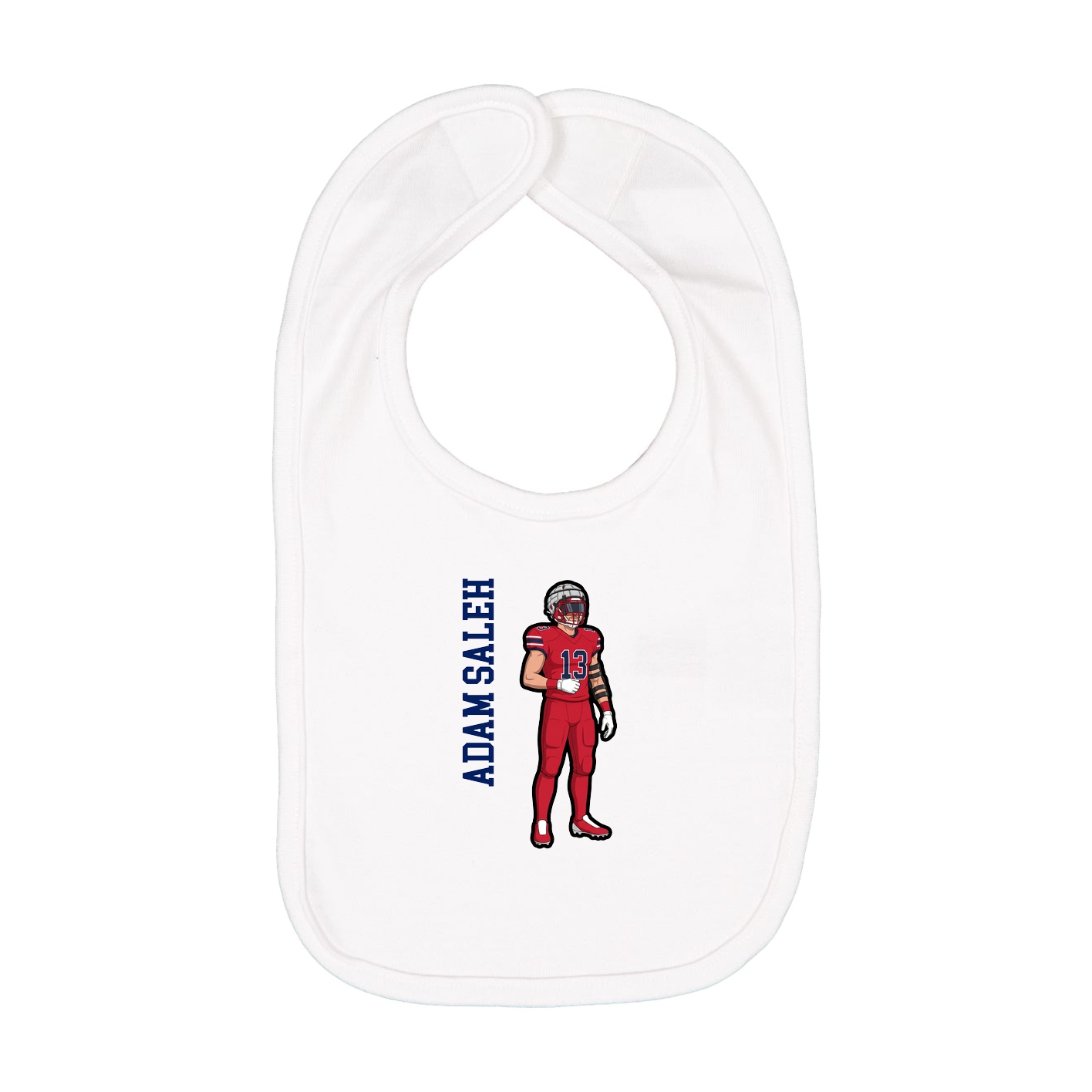Infant Bib — Name Vertical in White