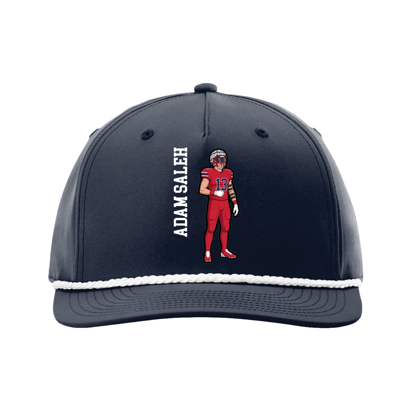 Five-Panel Classic Rope Cap — Name Vertical in Navy