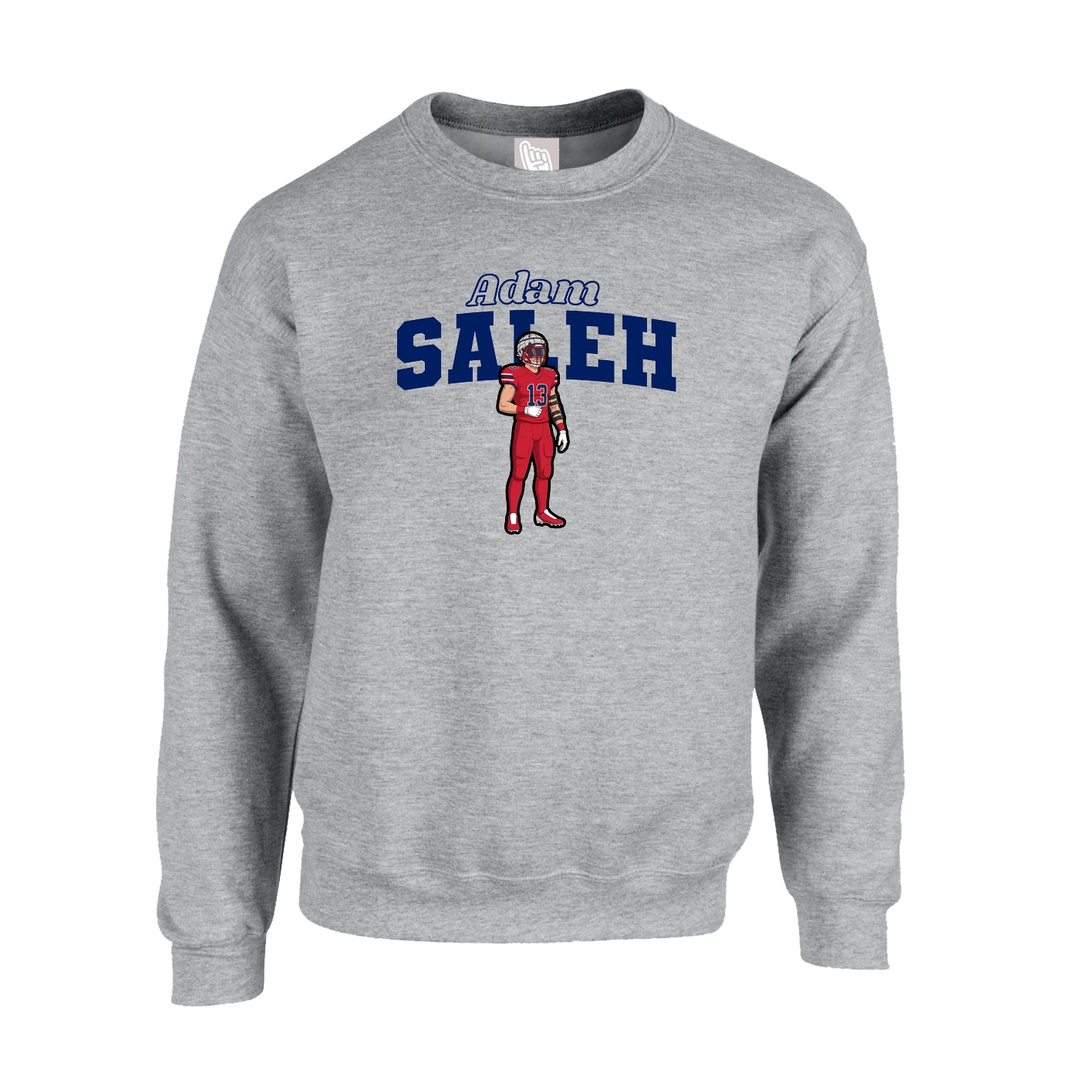 Fleece Crew — Name Arch in Grey