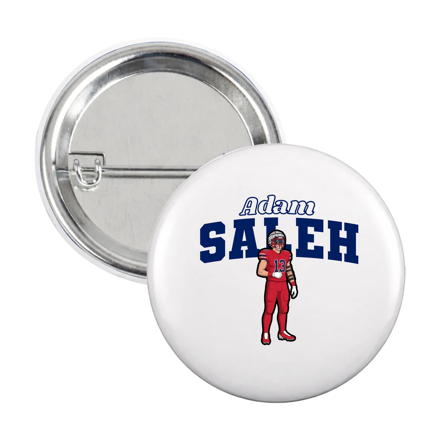 Game Day Button — Name Arch in White