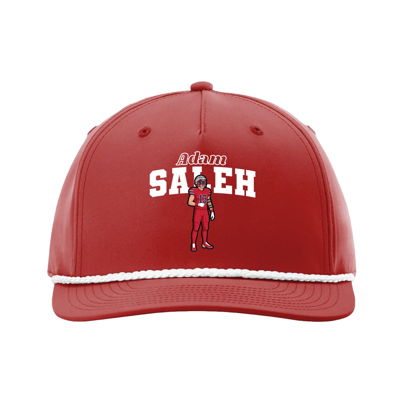 Five-Panel Classic Rope Cap — Name Arch in Red