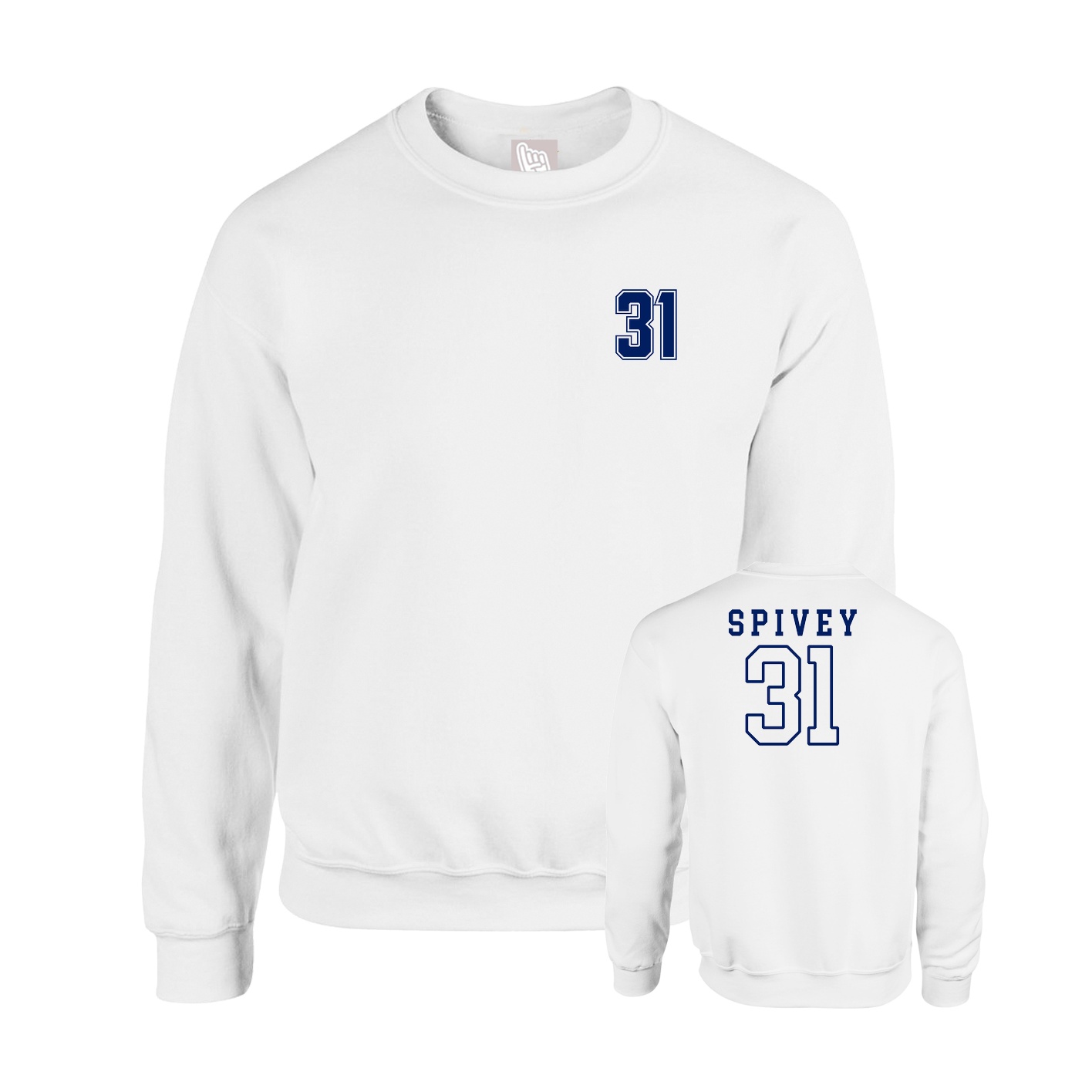 Fleece Crew — Chest Back in White