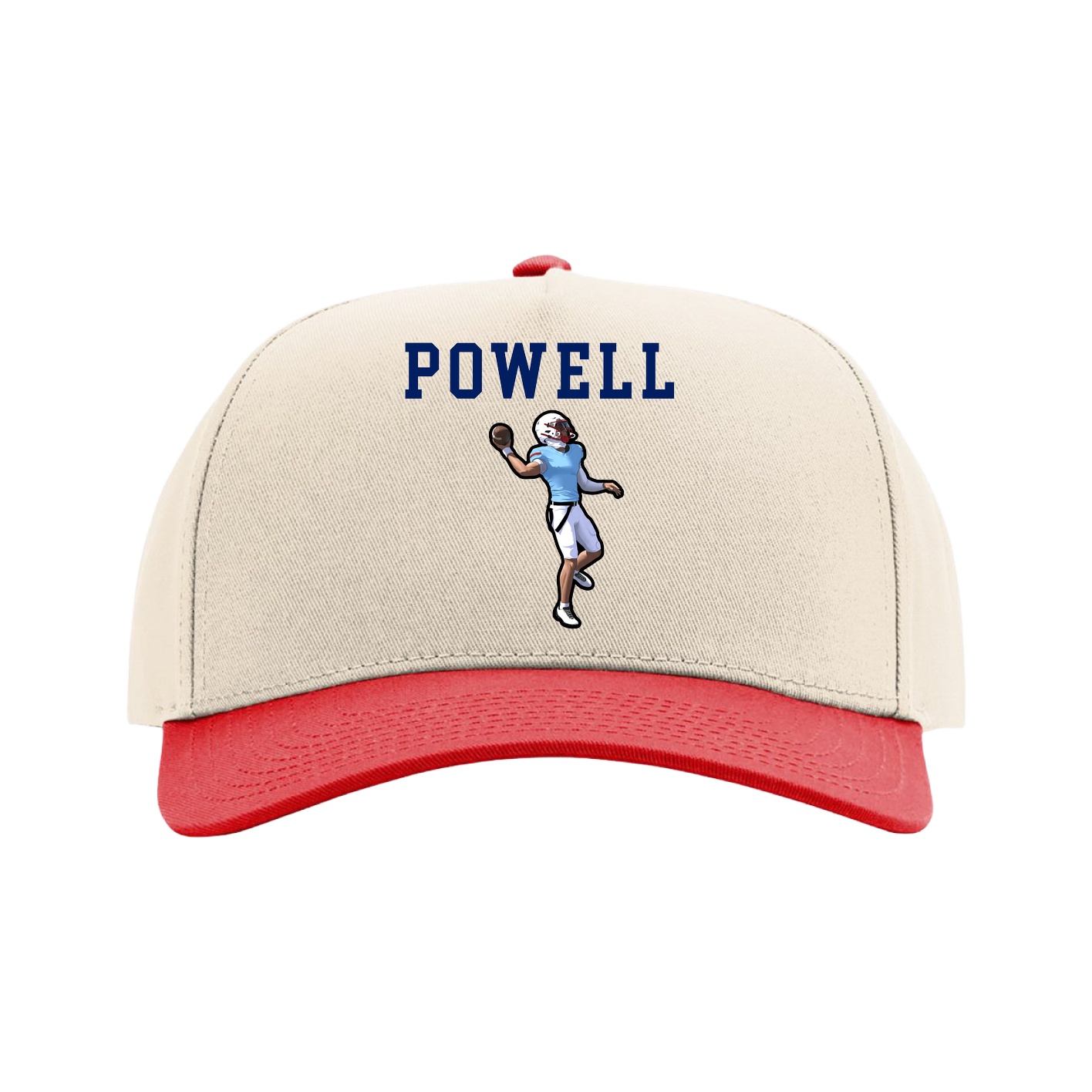 Full Fabric Five-Panel Champ Cap — Shirsey in Cream/Red