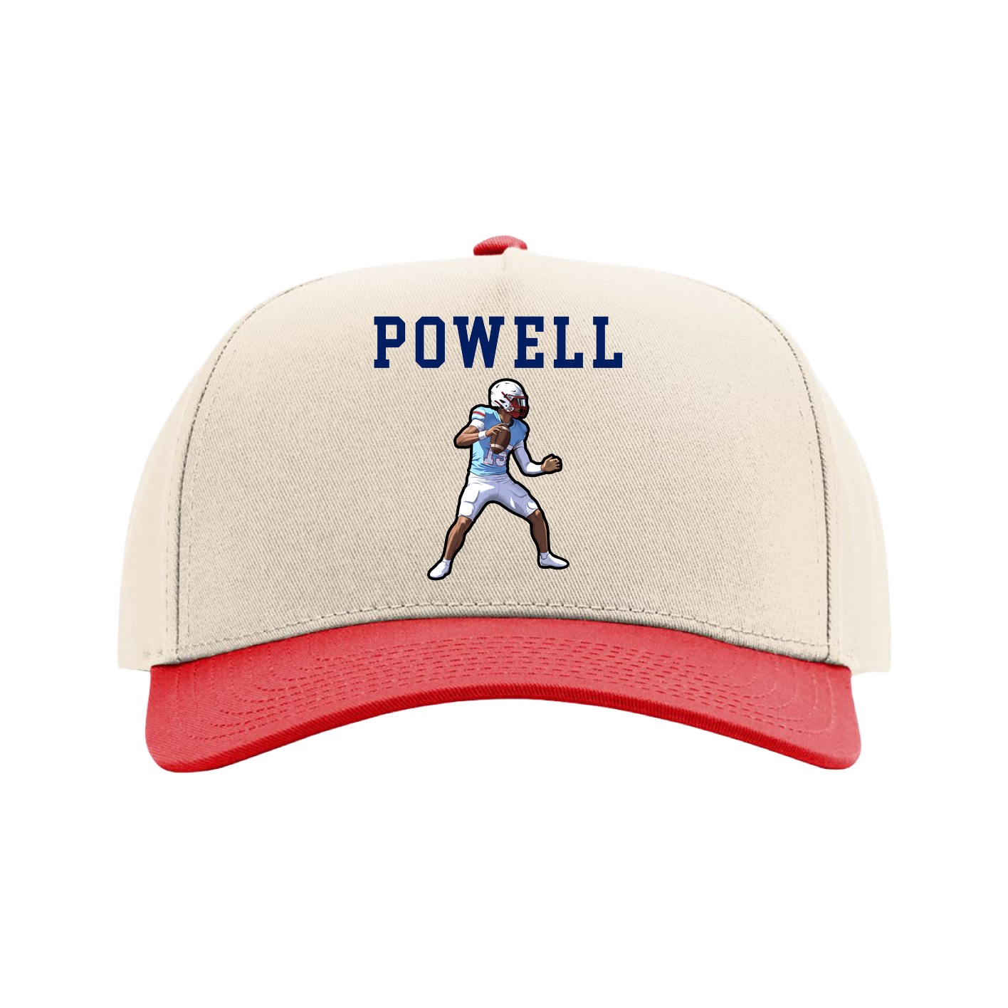 Full Fabric Five-Panel Champ Cap — Shirsey in Cream/Red