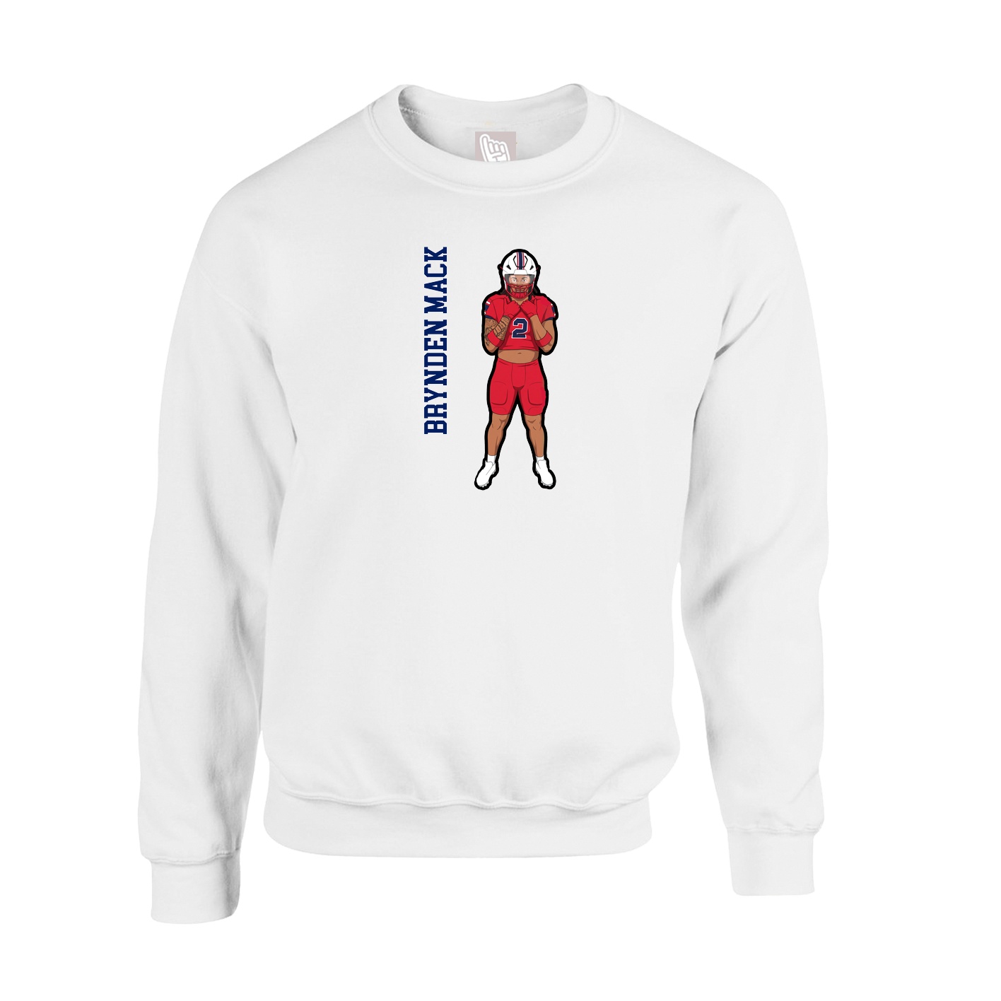 Fleece Crew — Name Vertical in White