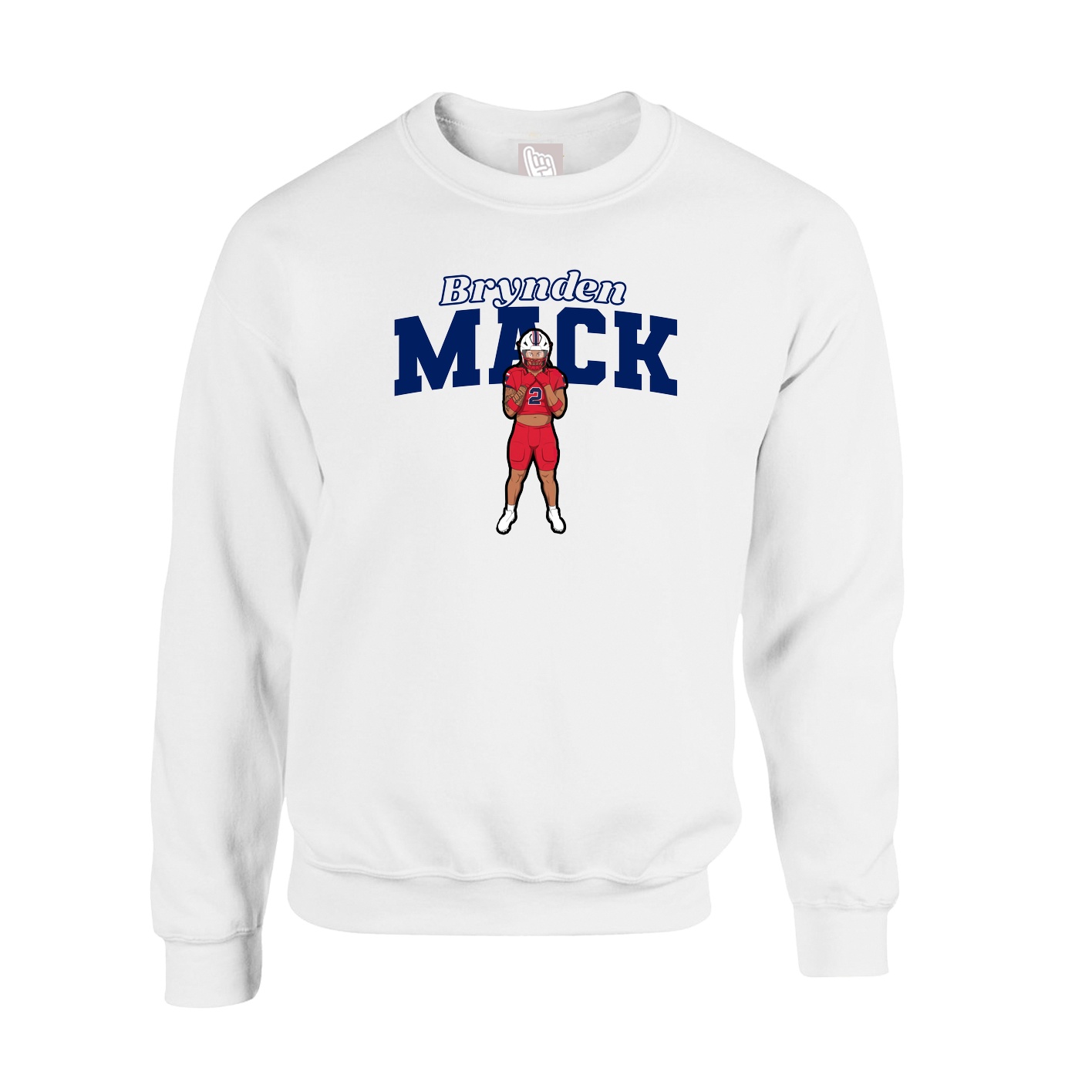 Fleece Crew — Name Arch in White