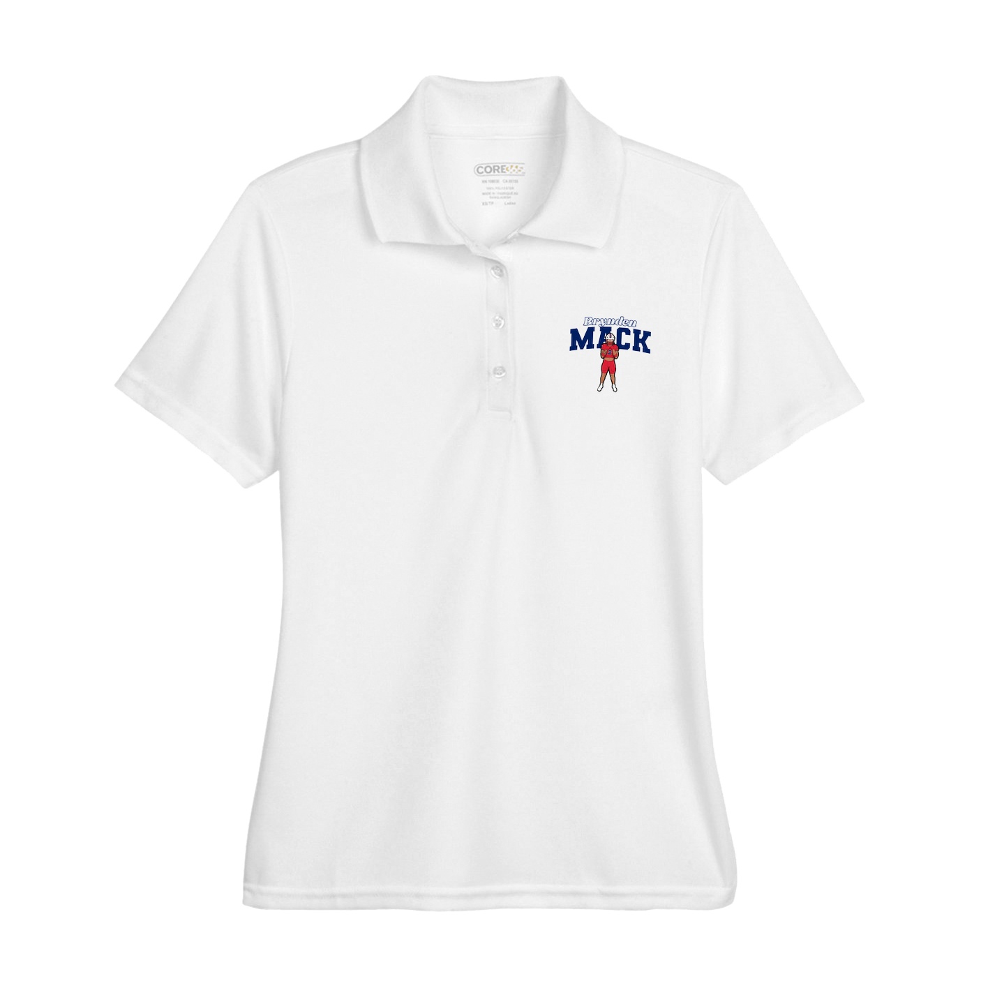 Womens Performance Polo — Name Arch in White