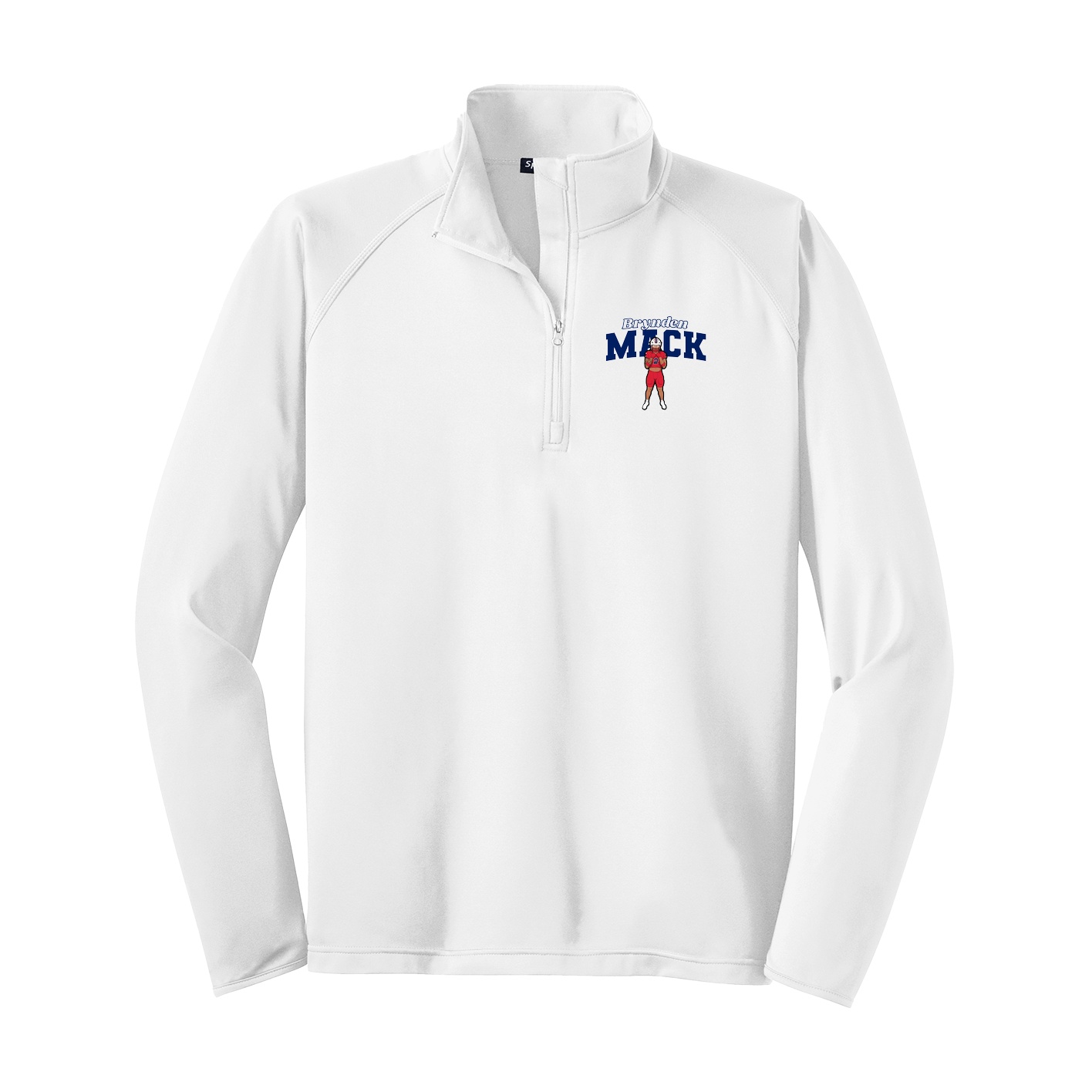 Q-Zip Pullover — Name Arch in White
