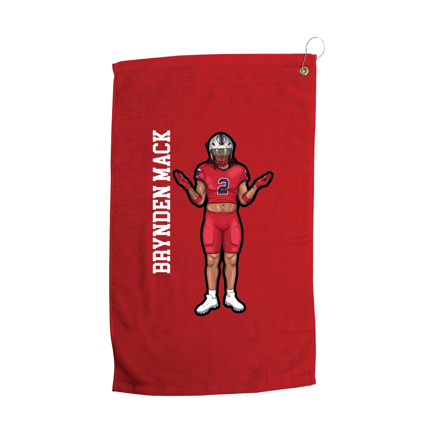 Golf Towel — Name Vertical in Red