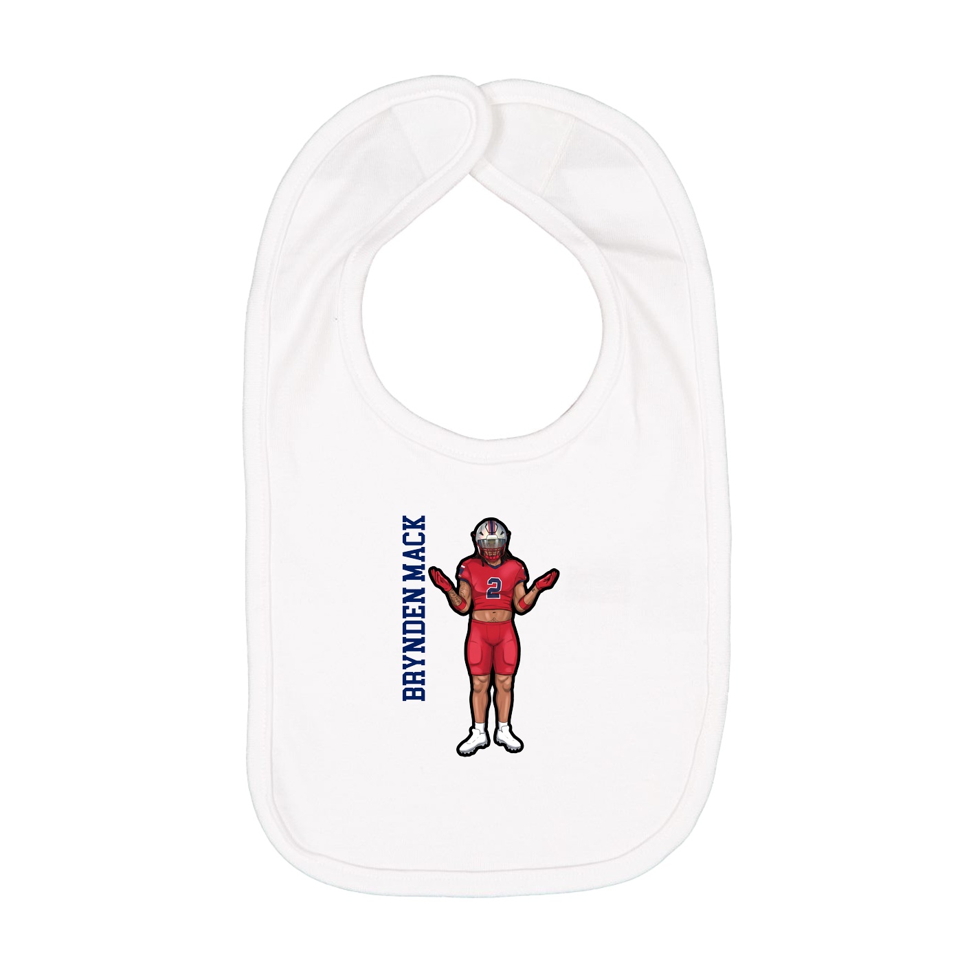 Infant Bib — Name Vertical in White
