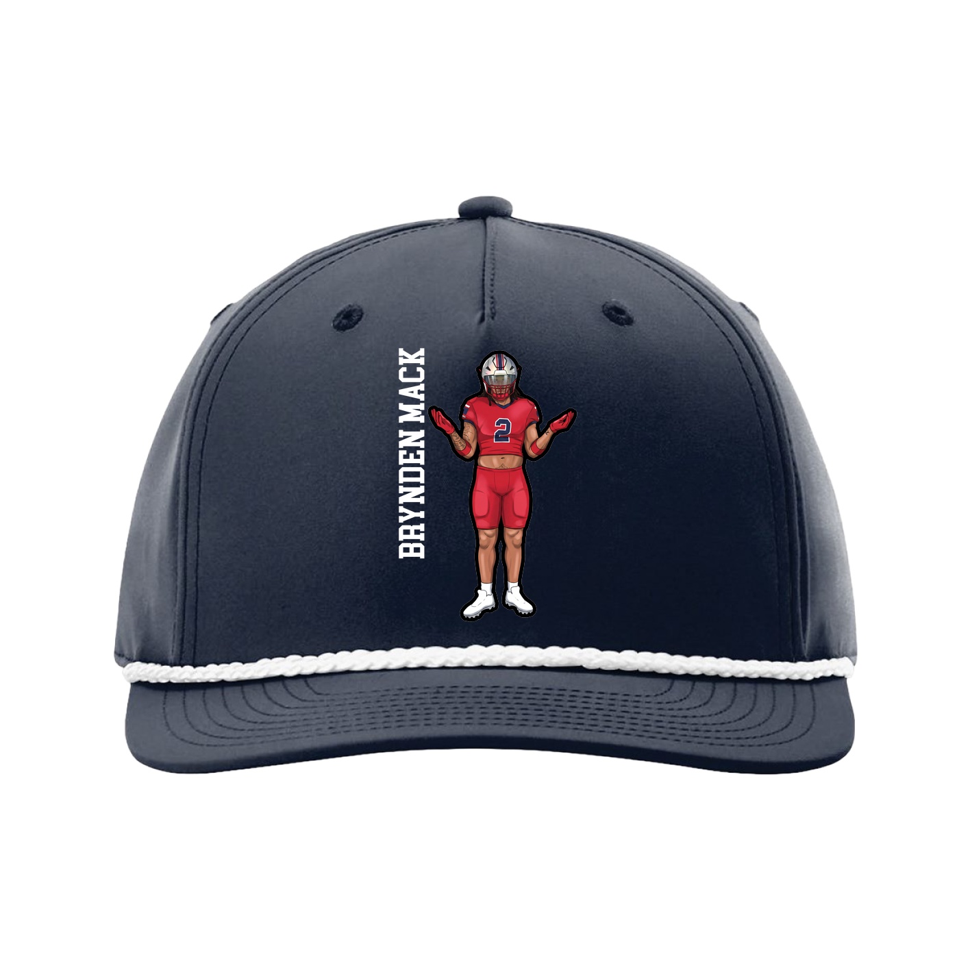 Five-Panel Classic Rope Cap — Name Vertical in Navy