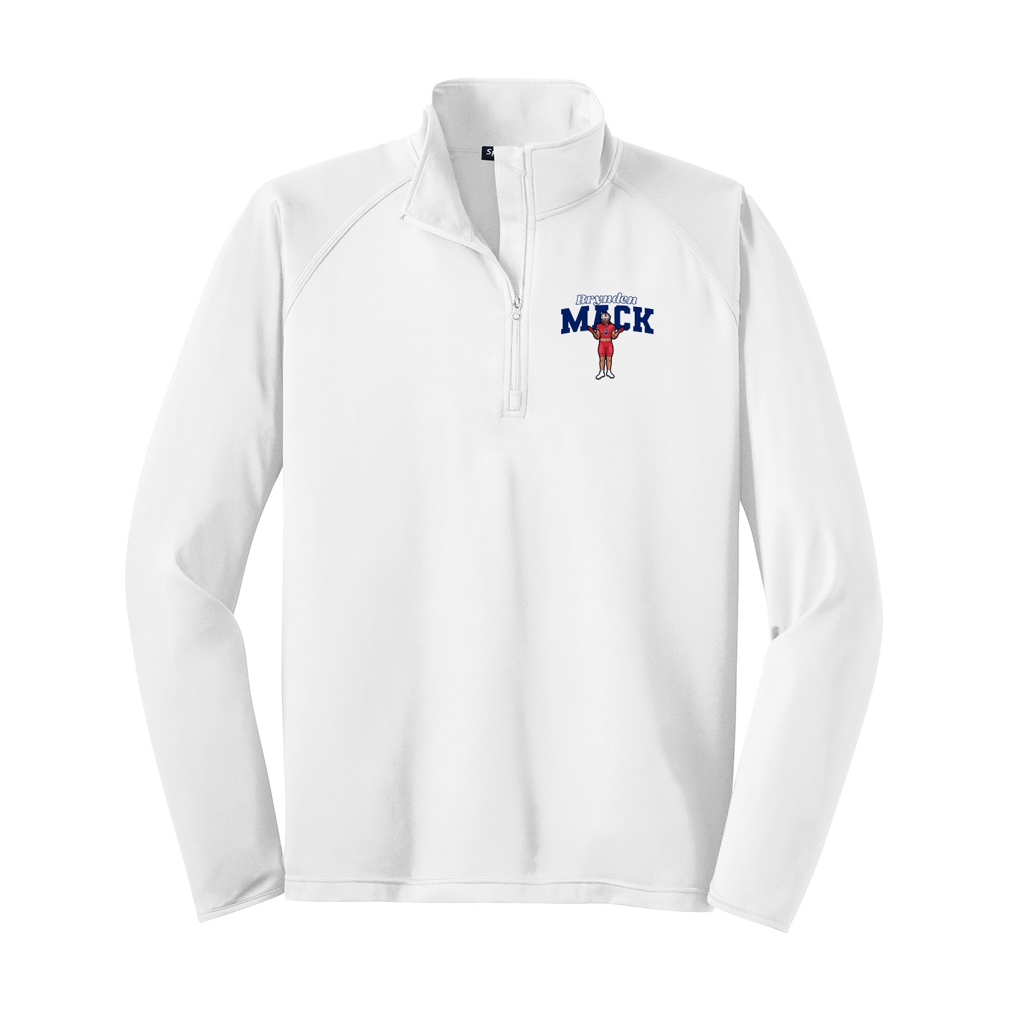 Q-Zip Pullover — Name Arch in White