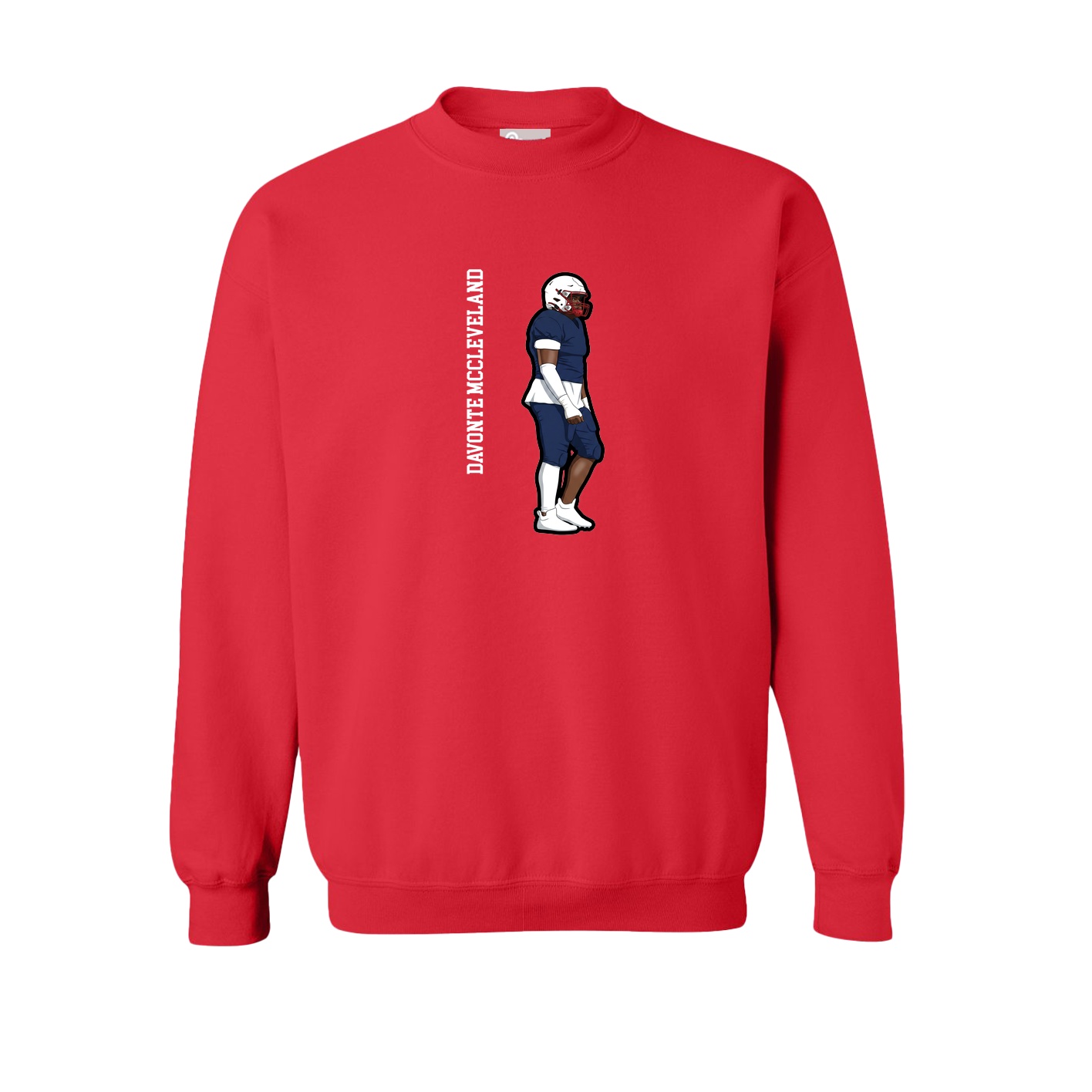 Fleece Crew — Name Vertical in Red