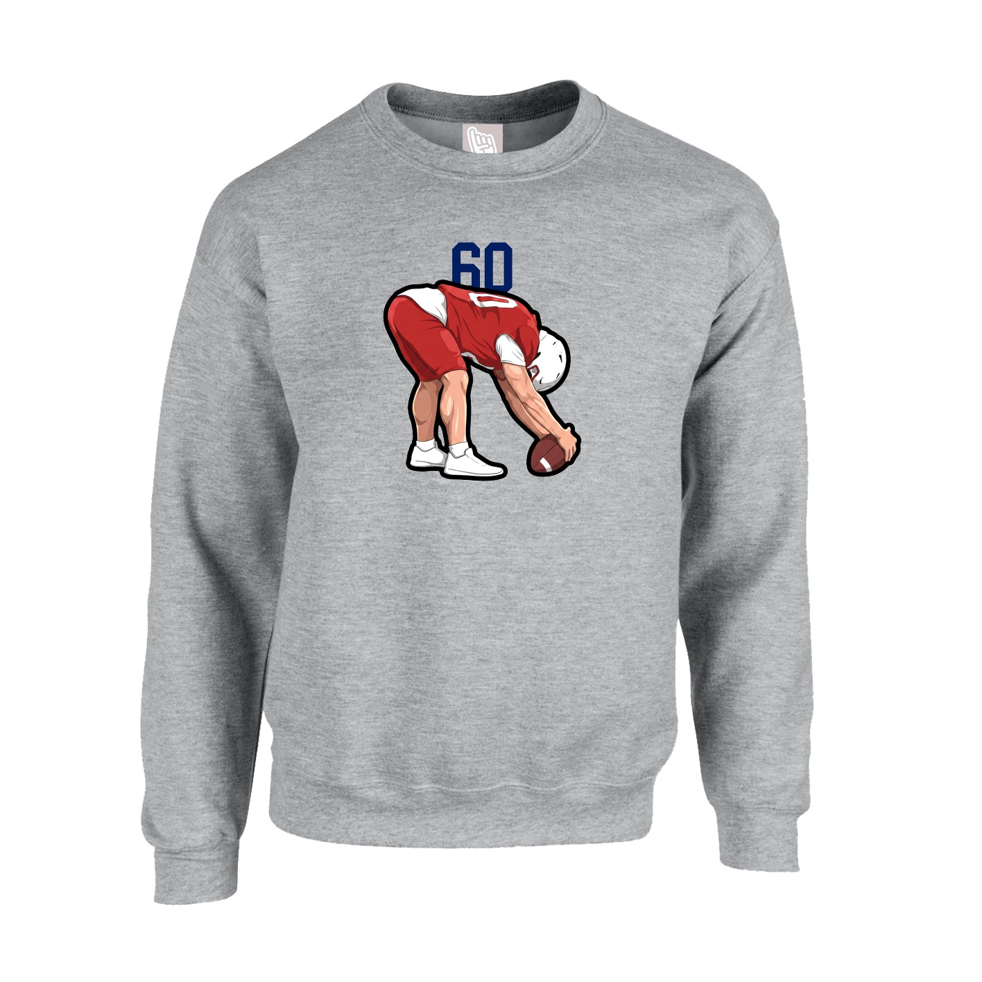Fleece Crew — Number Top in Grey