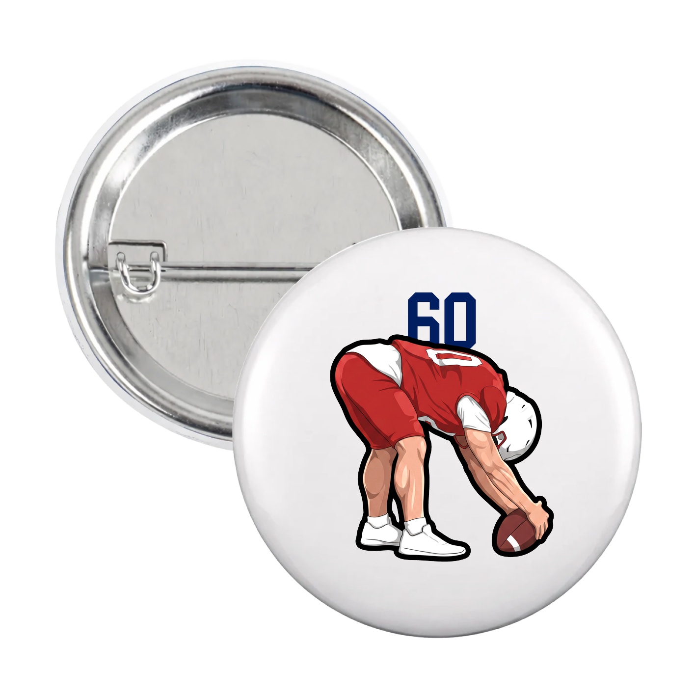 Game Day Button — Number Top in White