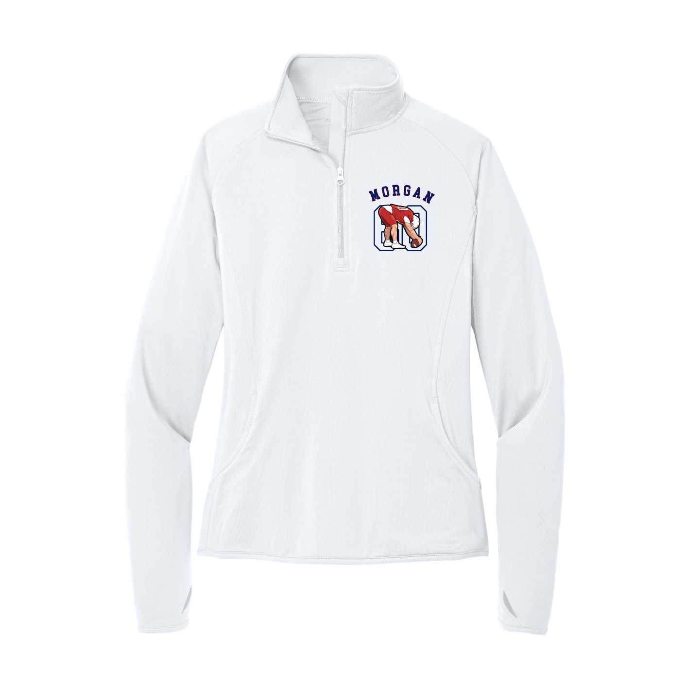 Women's Q-Zip Pullover — Shirsey Arch in White