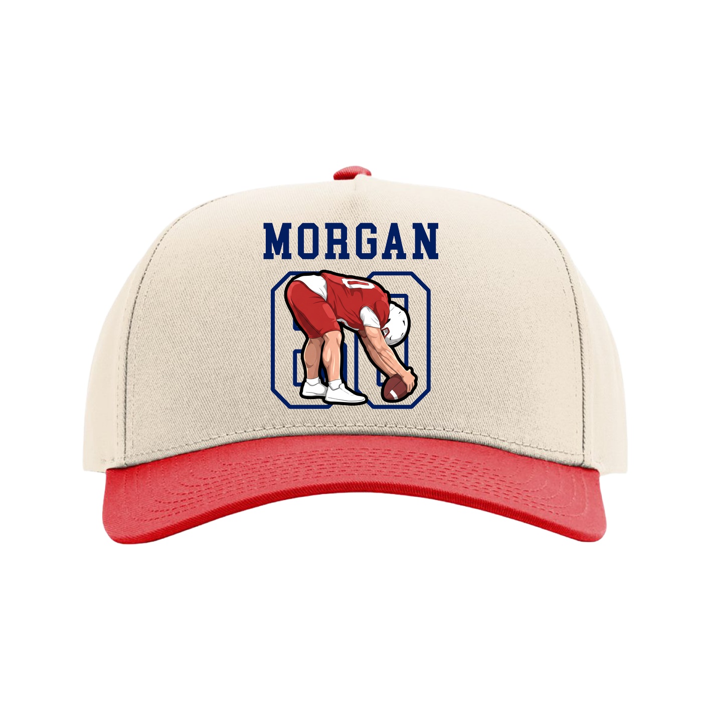 Full Fabric Five-Panel Champ Cap — Shirsey in Cream/Red