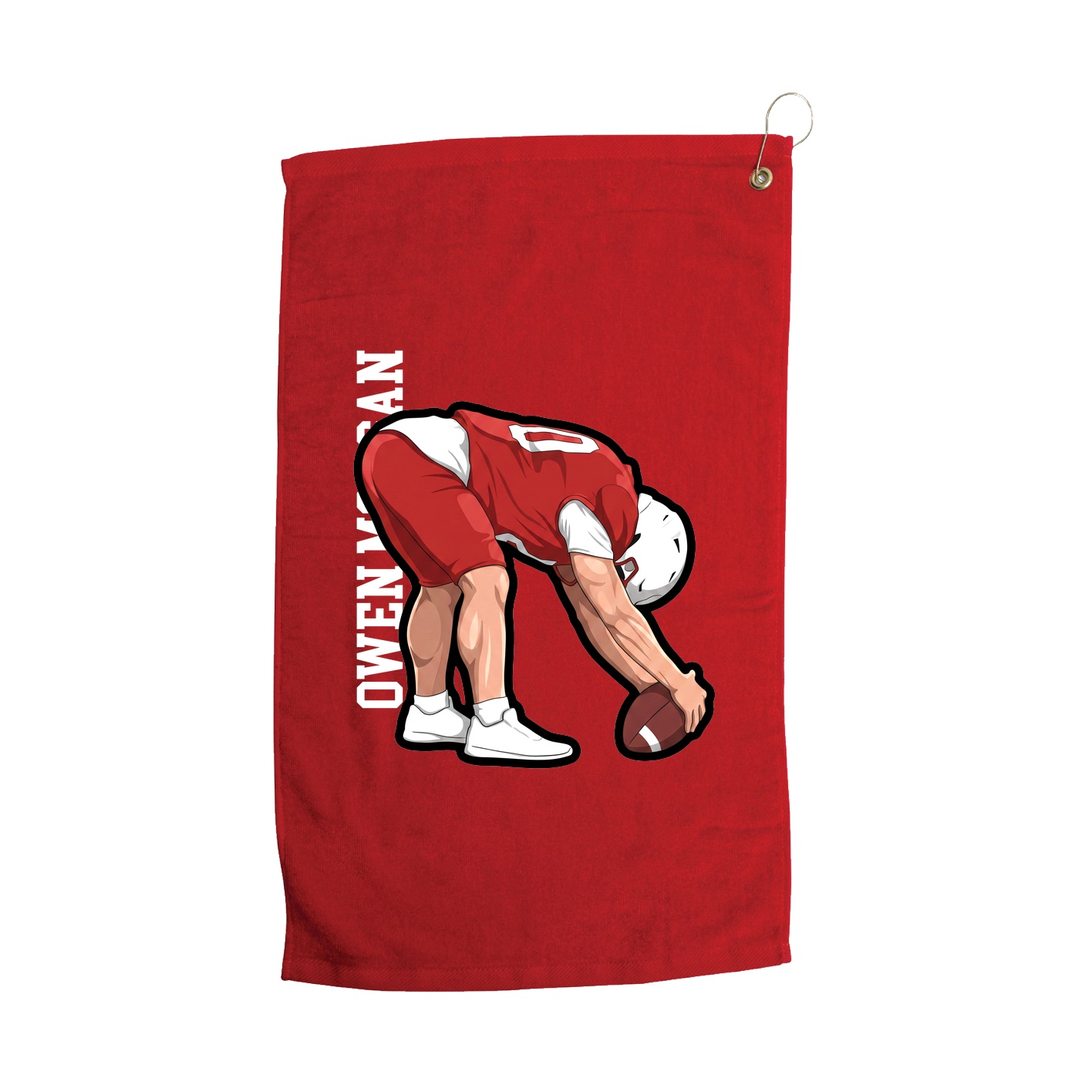 Golf Towel — Name Vertical in Red