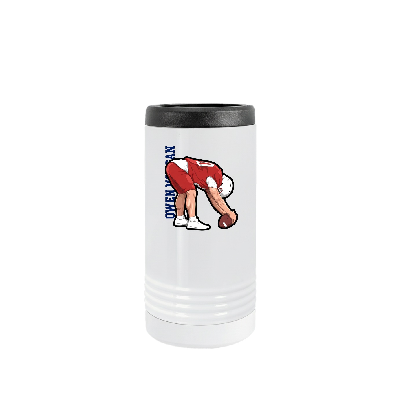 Slim Beverage Holder — Name Vertical in White