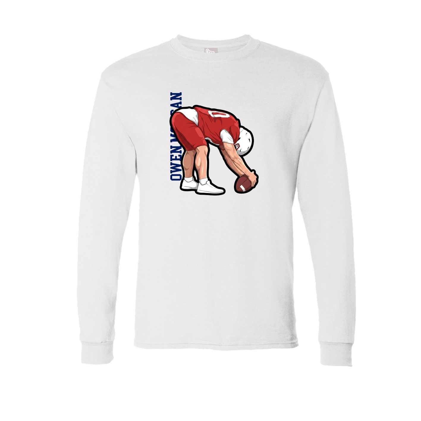 Long Sleeve Tee — Name Vertical in White